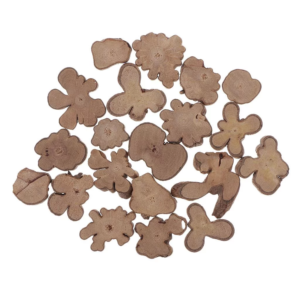 Pack of 20 Bulk Unfinished Natural Wood Cutouts Shapes Wooden Circles Tree Log Slices Craft Supplies Rustic Wedding Centerpieces Table ration Country Party Supplies