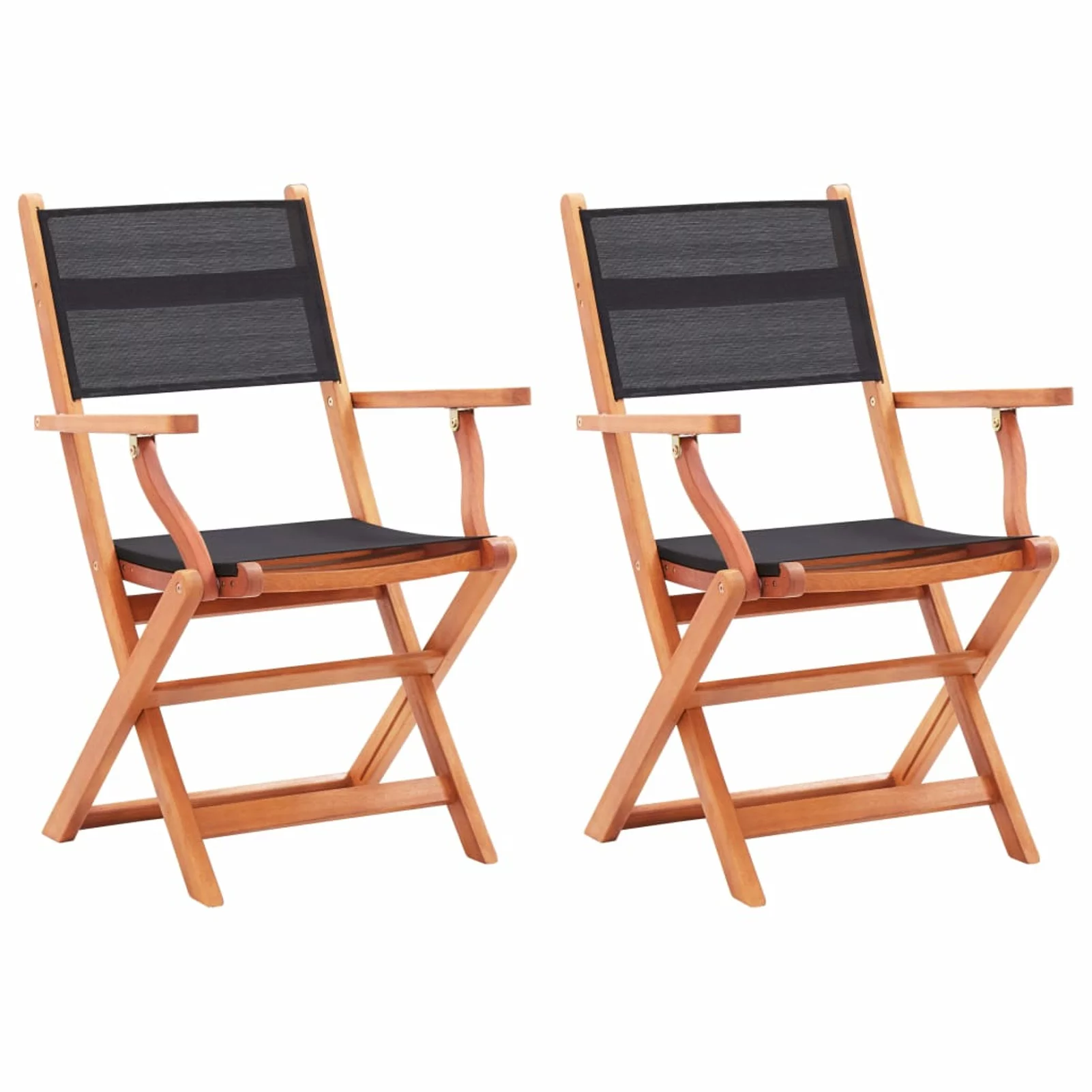 Suzicca Folding Patio Chairs 2 pcs Solid Eucalyptus Wood&Textilene
