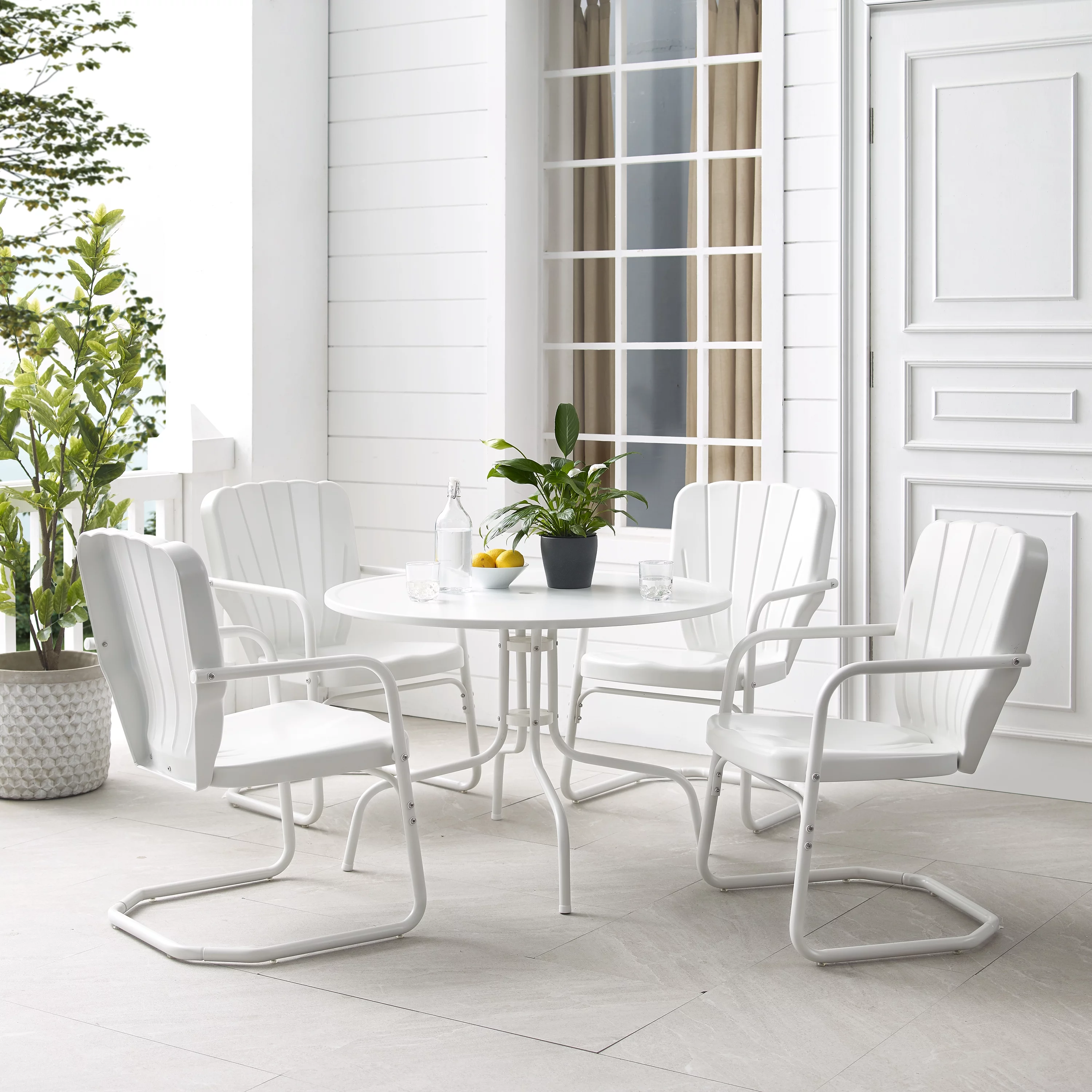 Crosley Ridgeland 5 Piece Outdoor Dining Set in White Gloss