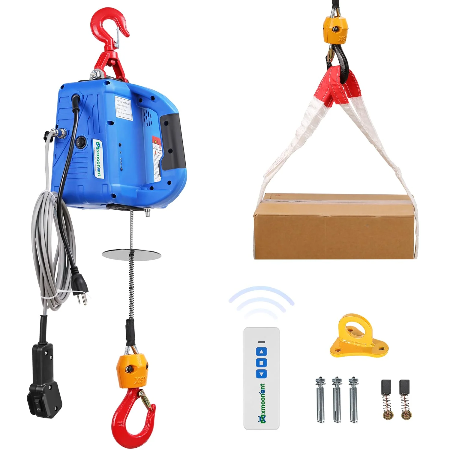 RUO 1100lb Power Electric Hoist with Wireless Remote Control & Corded Controller 110V, 16ft/min Portable Winch Crane, 25ft Lifting Height Overhead Garage Household Indoor