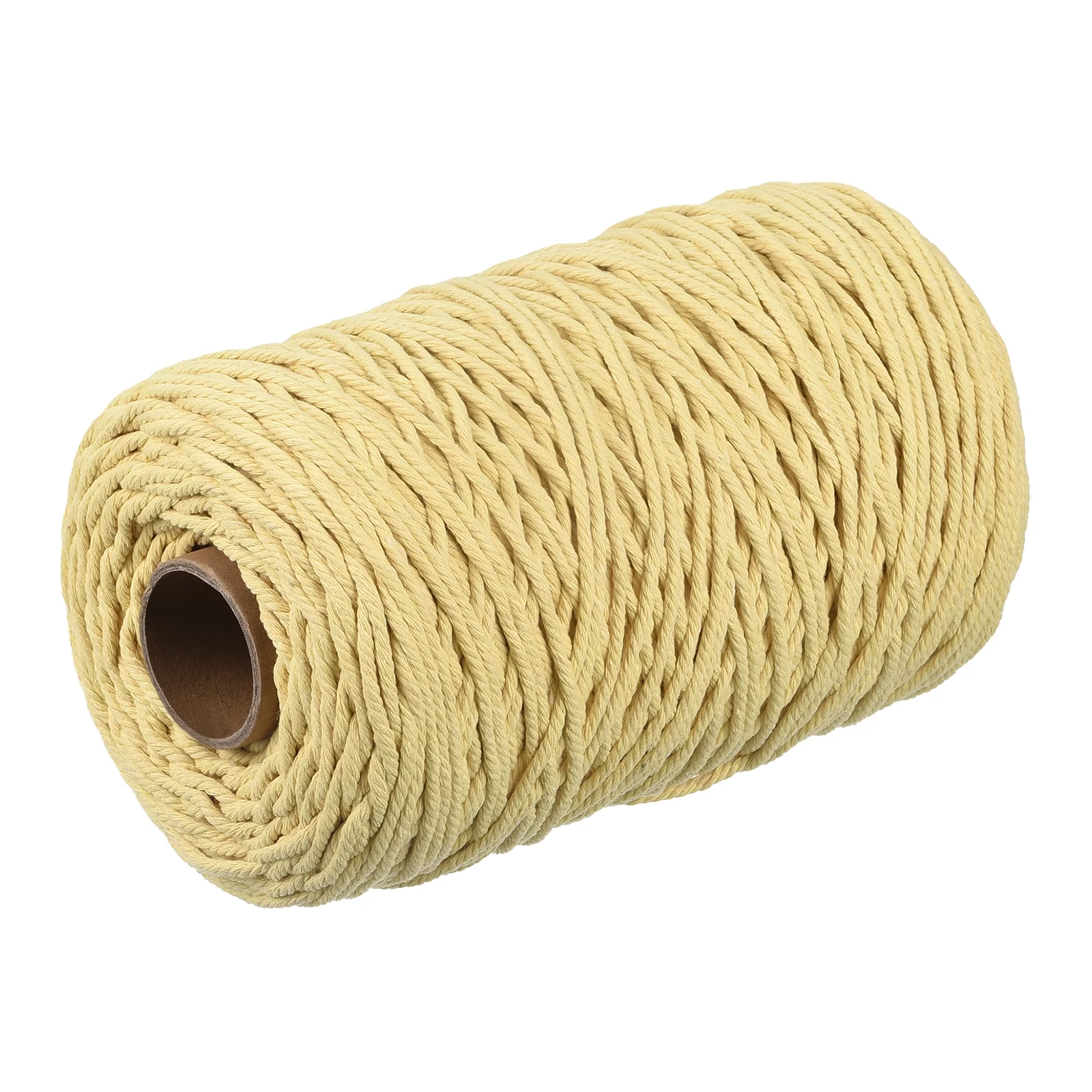 Macrame Cord Bright Yellow 328 Yard 0.12-in Dia Cotton Rope Braided String for Wall Hanging, DIY Plant Hanger