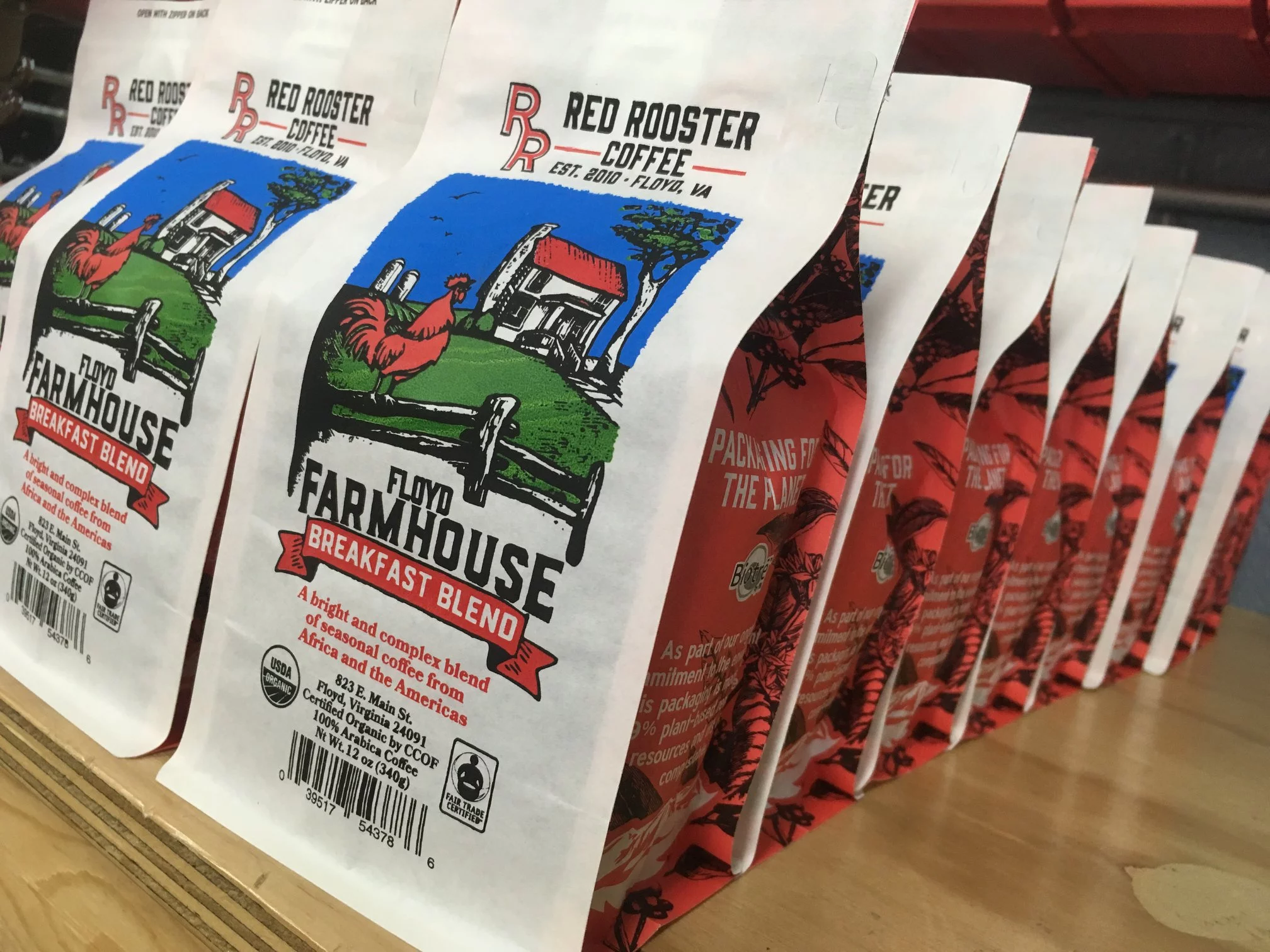 Red Rooster Coffee Roaster, Organic Floyd Farmhouse Breakfast Blend, Light-Medium Roast, 2lb bag, Whole Bean