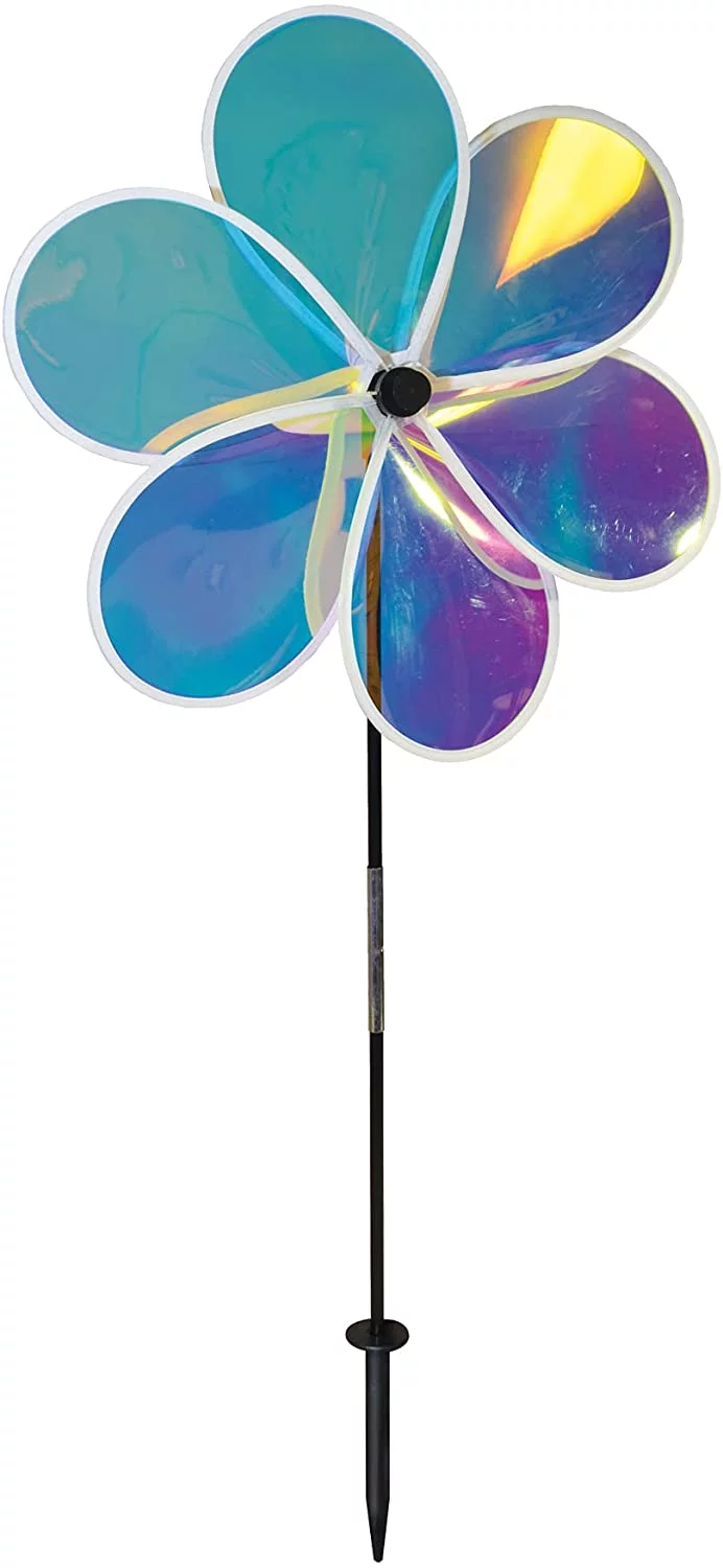 In the Breeze 2668 — 19-inch Iridescent Flower Spinner - Outdoor Wind Spinner Garden Décor