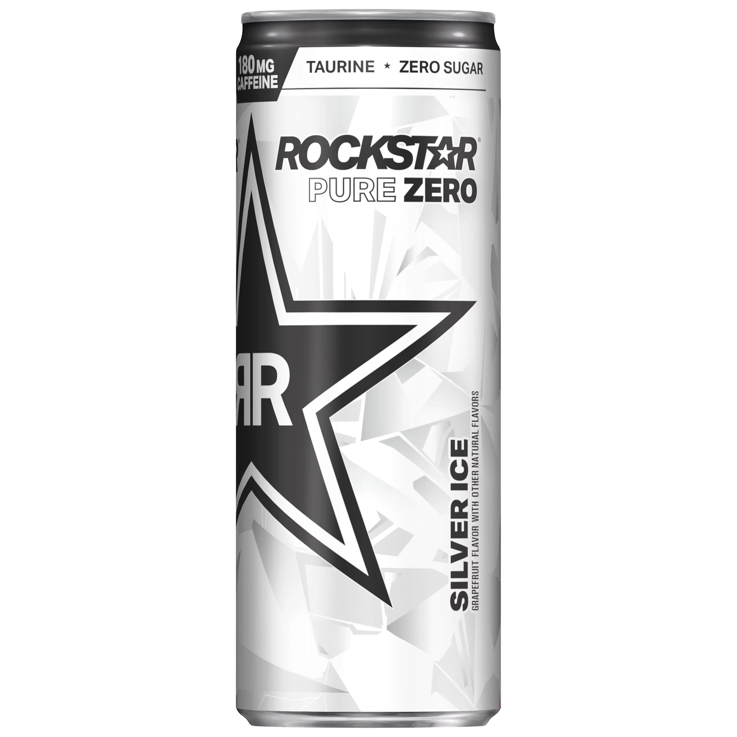 Rockstar Pure Zero Silver Ice Energy Drink, Sleek Can, 12 oz, 8pk