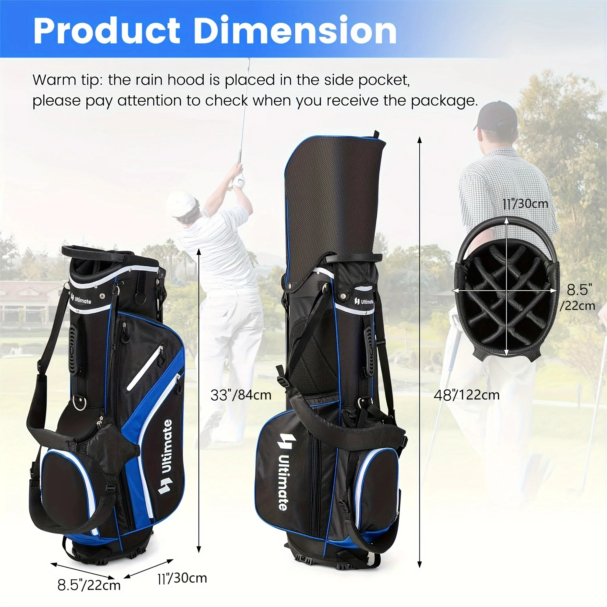 14-Way Top Divider Golf Stand Bag - Spacious 6-Pocket Organizer with Cooler Compartment & Rain Hood - Easy Transport for Daily Rounds and Practice Sessions