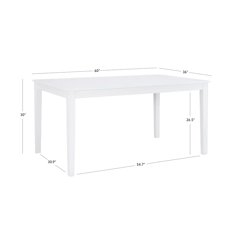 Linon Brit Wood Rectangle Dining Table with Glossy Lacquer Coating in White