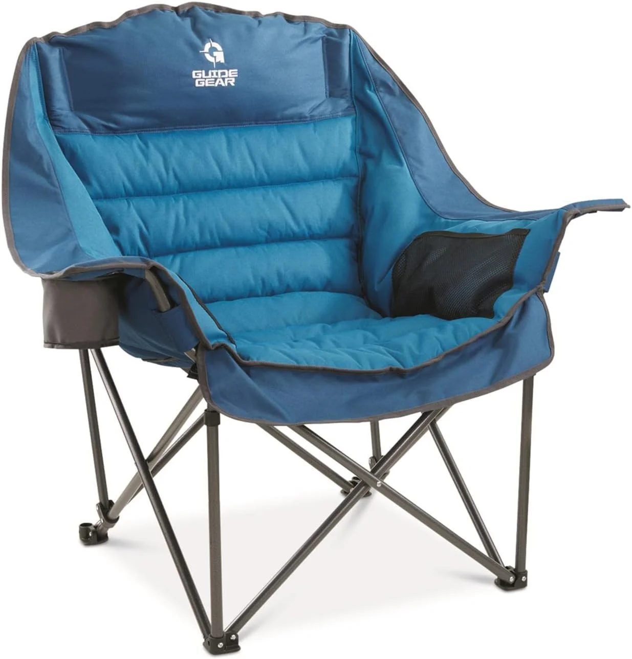 Oversized Extra Large Padded Camping Chair, Portable, Folding, Large Camp Lounge Chairs for Outdoor, Adults, Men and Women, Heavy-Duty 400 Pound Capacity, with Cup Holder