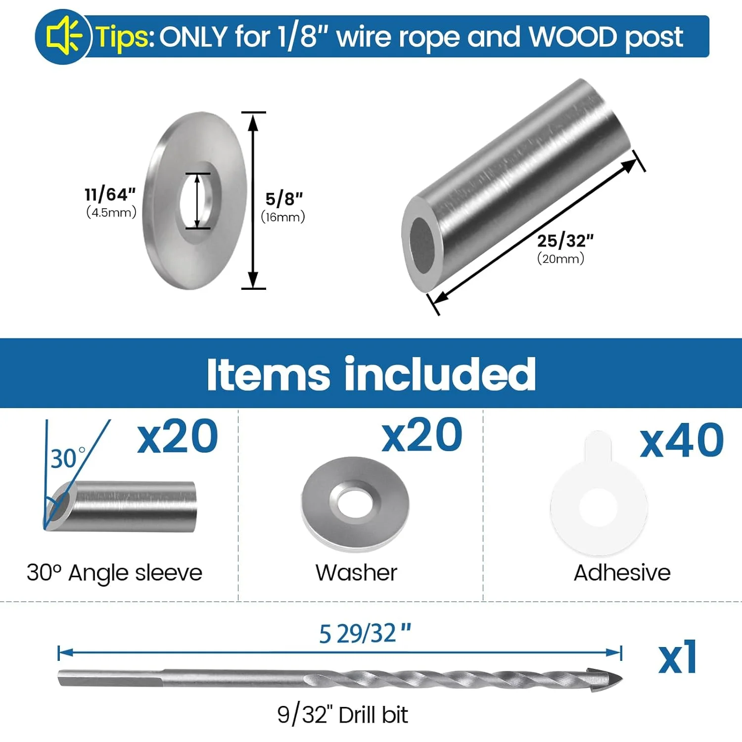 Muzata 20Pack 10 30 35 Degree Angle Adjustable Protector Sleeve for Wood Post Stair Railing for 1/8