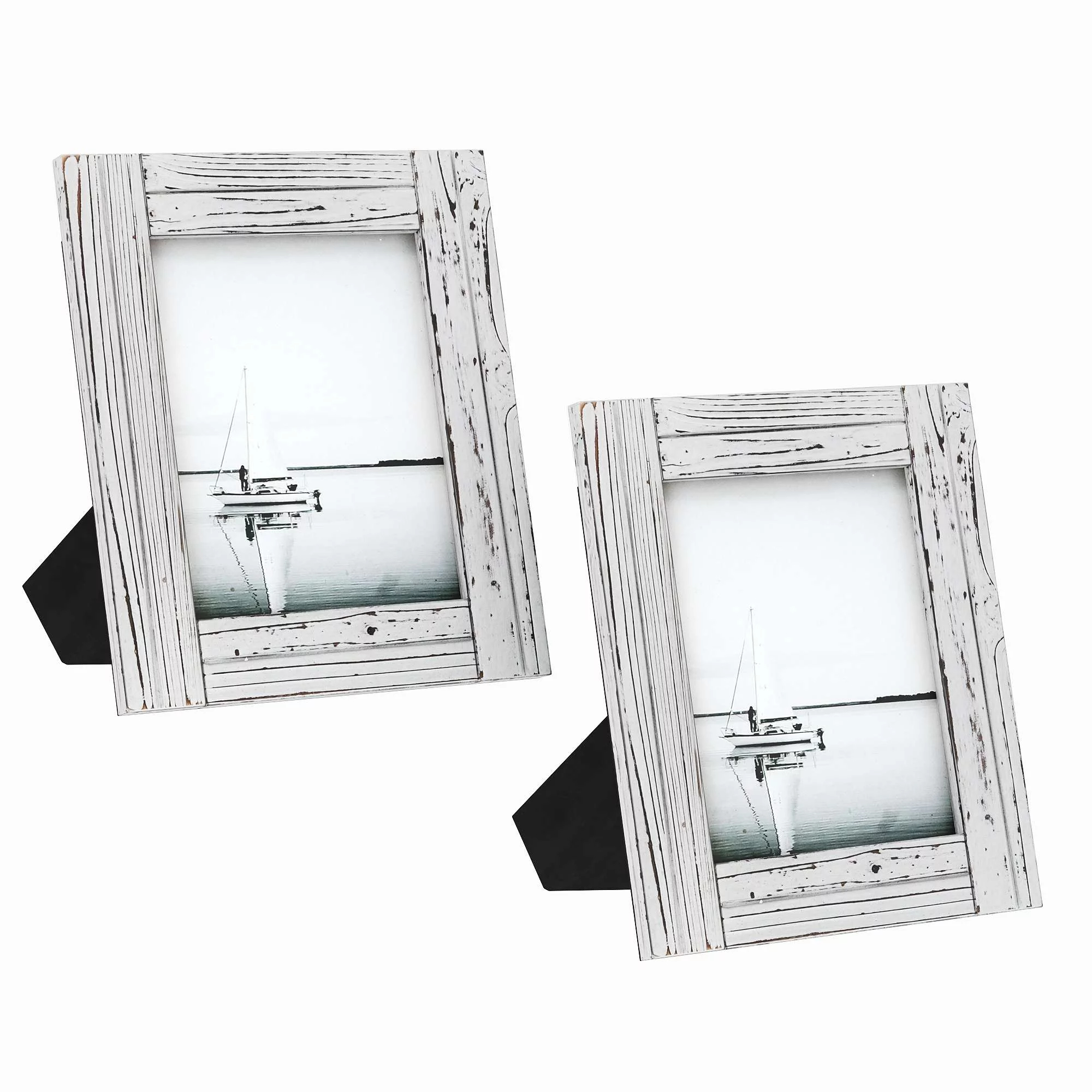 Barnyard Designs 8x10 Rustic Picture Frame Distressed Wood Picture Frame, Farmhouse Picture Frame, Rustic Frames, Tabletop Wall Hanging Farmhouse Frame, Rustic White, Set of 2