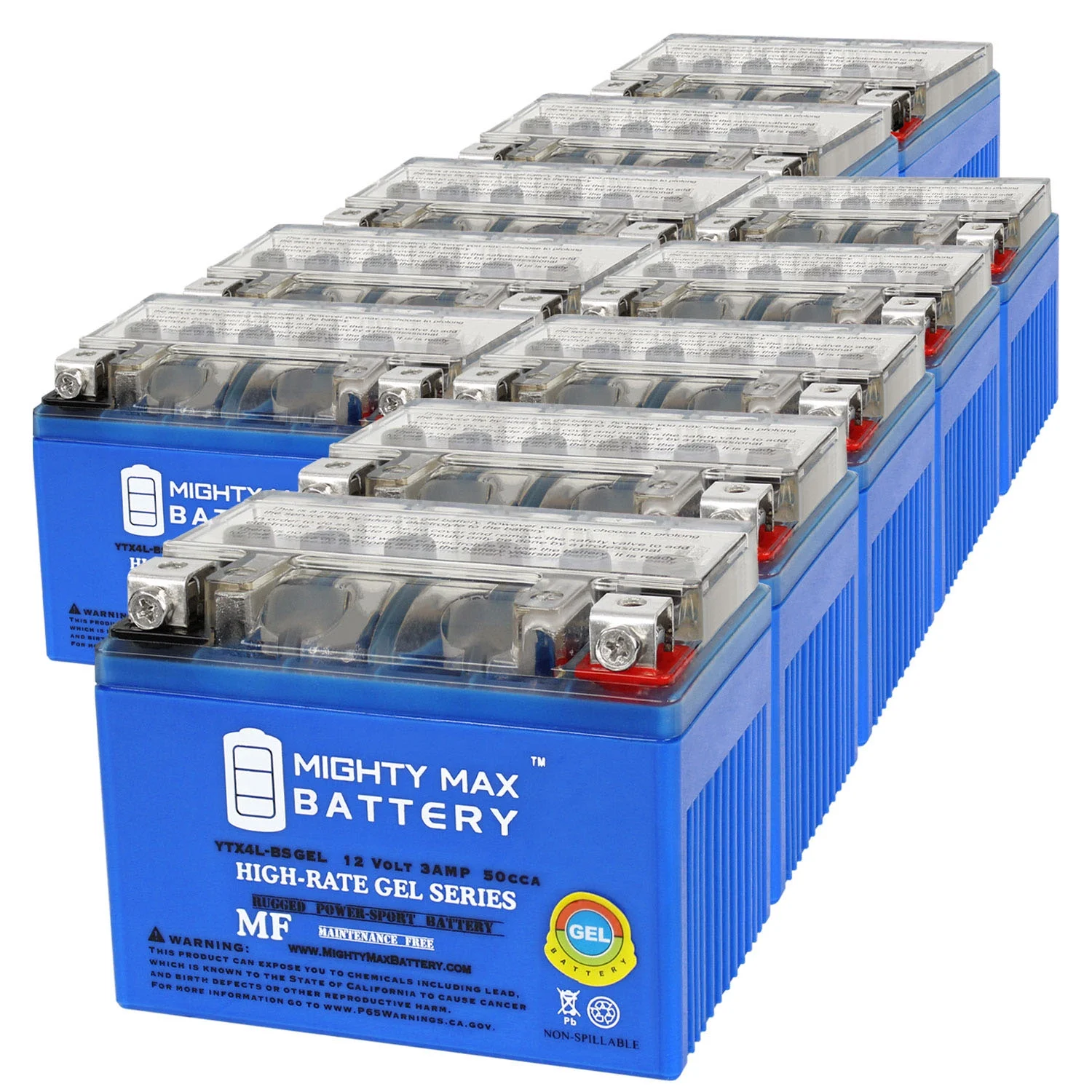 YTX4L-BSGEL 12V 3AH GEL Replacement Battery compatible with Chrome Battery YTX4L-BS - 10 Pack