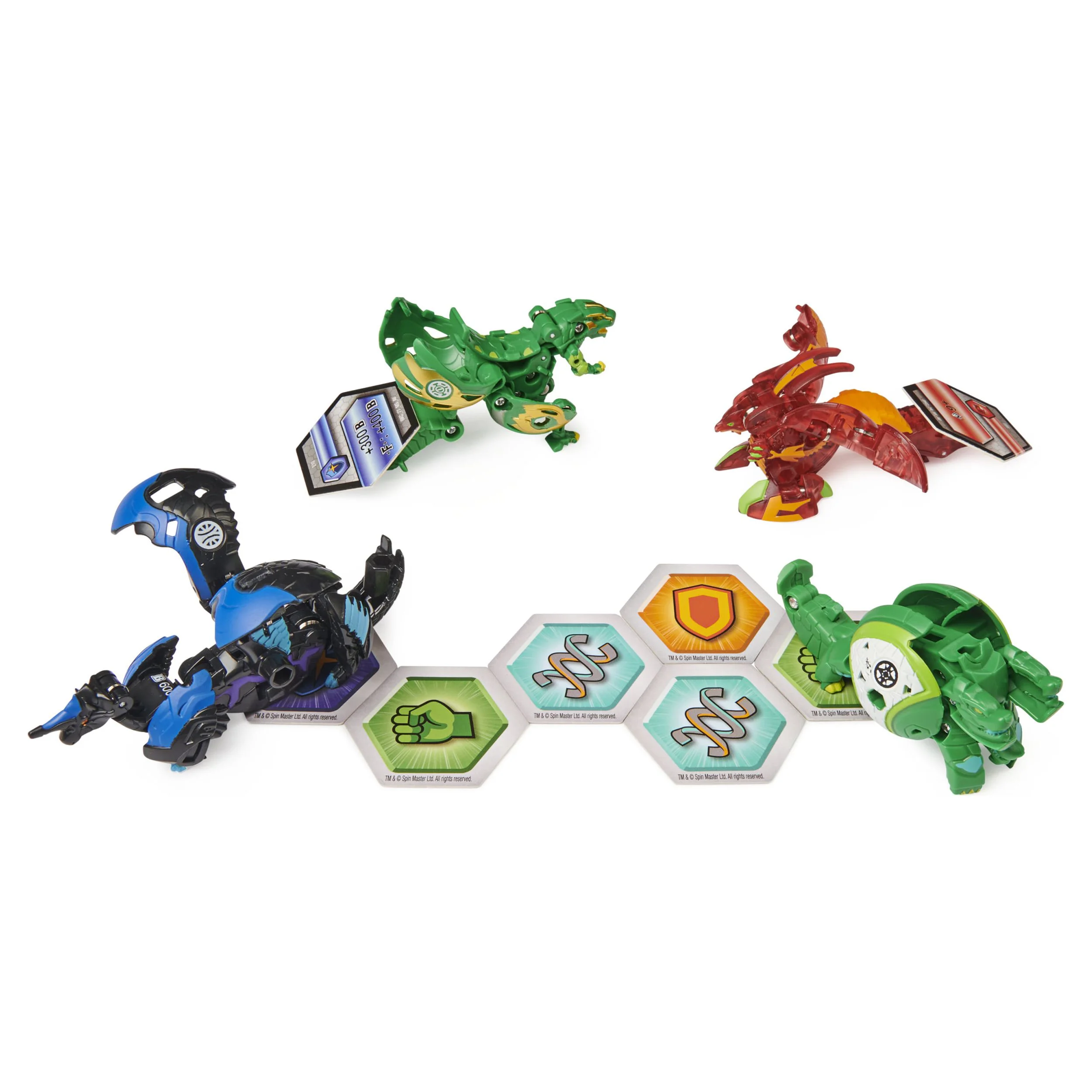 Bakugan Baku-Gear 4-Pack, Sairus Ultra with Baku-Gear and Fused Trox x Nobilious Ultra Collectible Action Figures