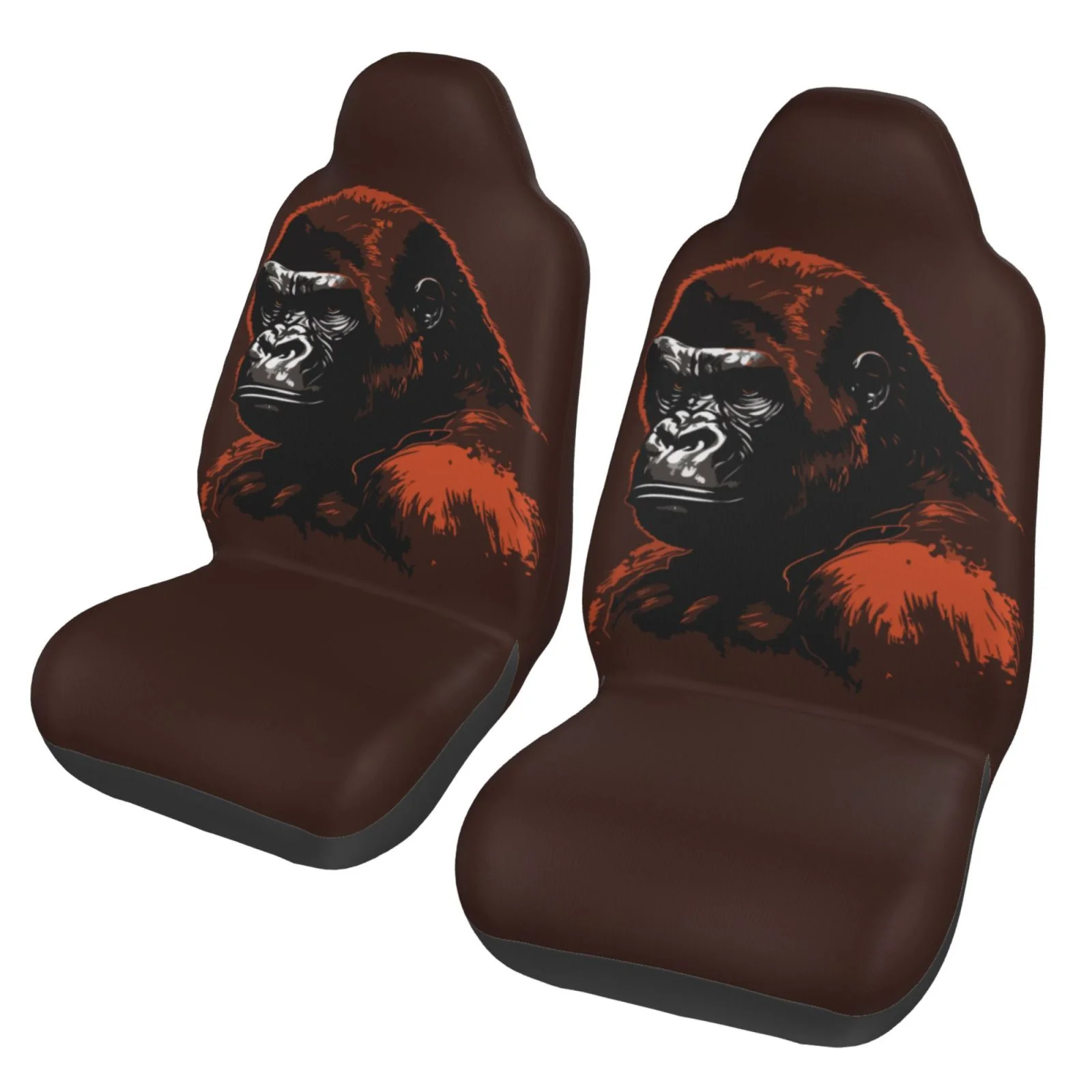 TEQUAN Car Seat Cover, Abstract Gorilla Drawing Pattern 2 Piece Front Seat Covers, Fit Most Auto Truck Van Suv