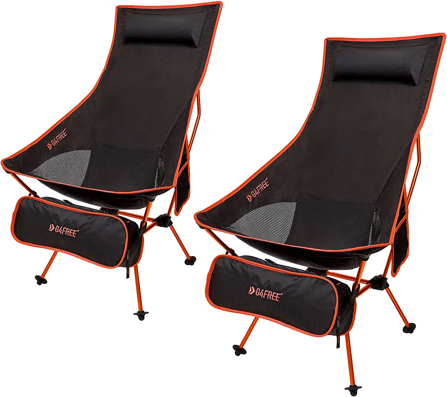 YANRUI 2Pack Lightweight Portable High Back Camp Chair, Folding Chair Lawn Chair Heavy Duty 330lbs with Headrest & Pocket for Outdoor Camp Travel Beach Travel Hiking