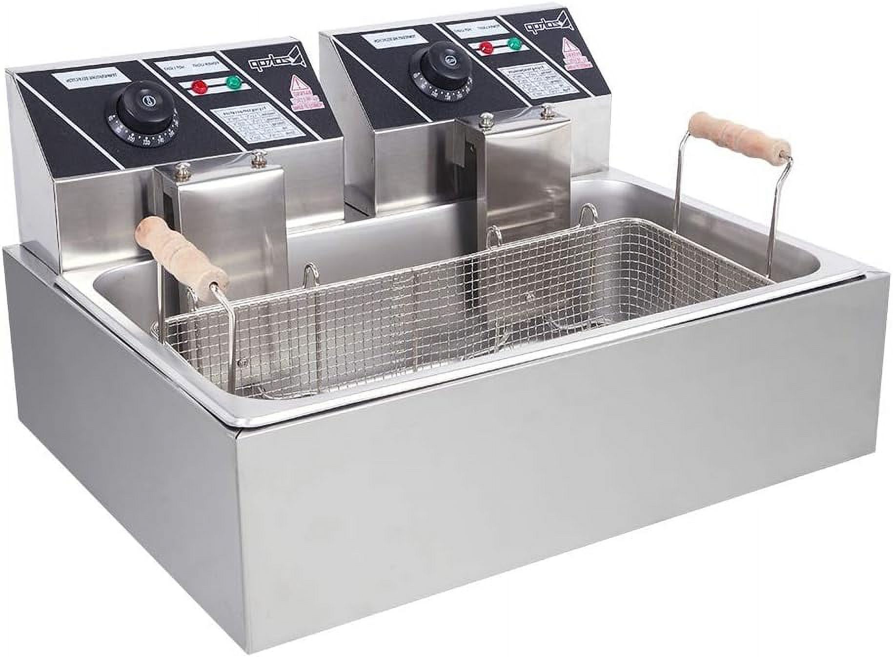 110V Oil Consumption 12.7Qt/12L Oil Pan Total Capacity 23.26Qt/22L Stainless Steel Large Single-Cylinder Electric Fryer 5000W Max