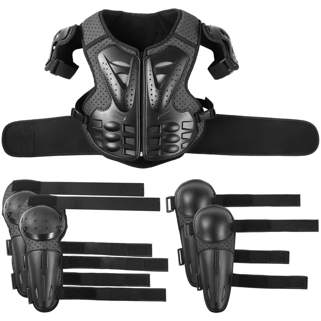 5 PCS Motorcycle Full Body Armor Suit for the Youth, Chest Spine Back Protector with Knee Eblow Pads for Cycling Motocross Skateboard Ski
