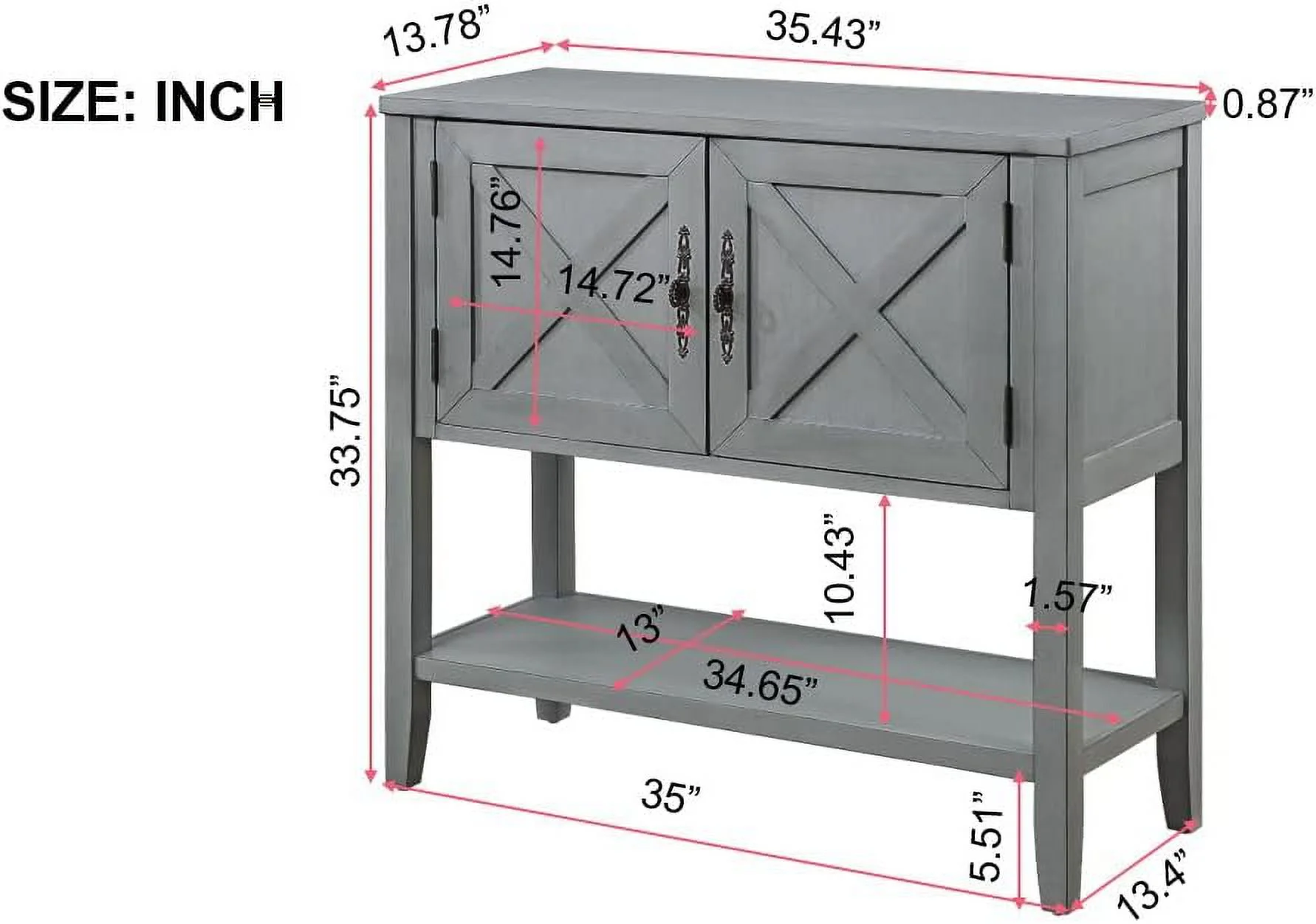 xrboomlife 35 Inch Farmhouse Wood Buffet Sideboard Console Table with Bottom  and 2-Door Cabinet  for Living Room  Entryway Kitchen Dining Room  (Navy Blue)\u2026