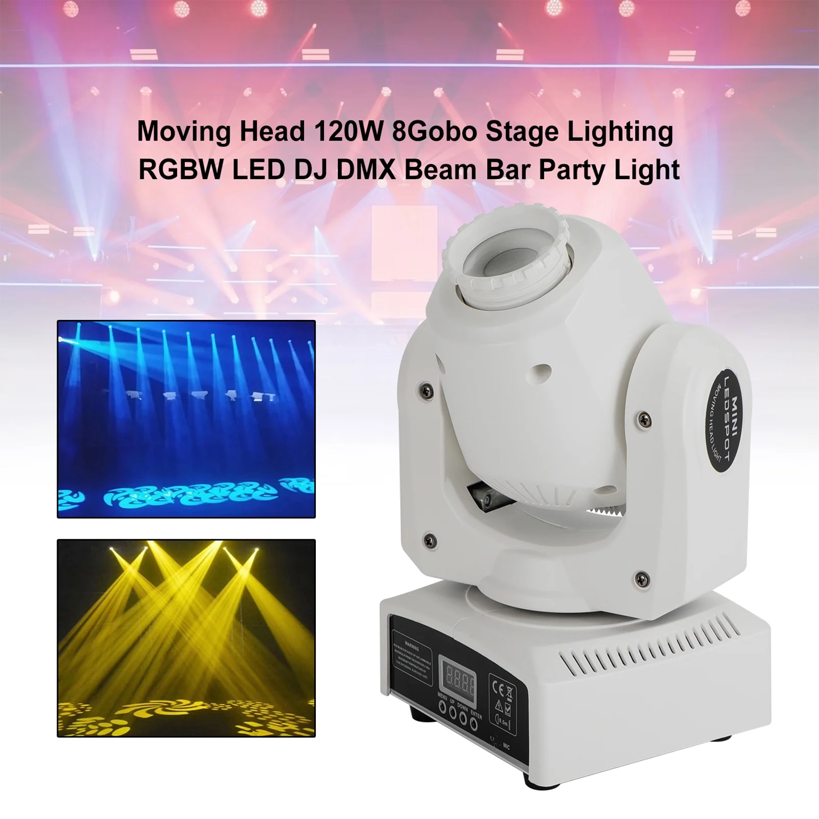 Moving Head 120W 8Gobo Stage Lighting RGBW LED DJ DMX Beam Bar Party Light