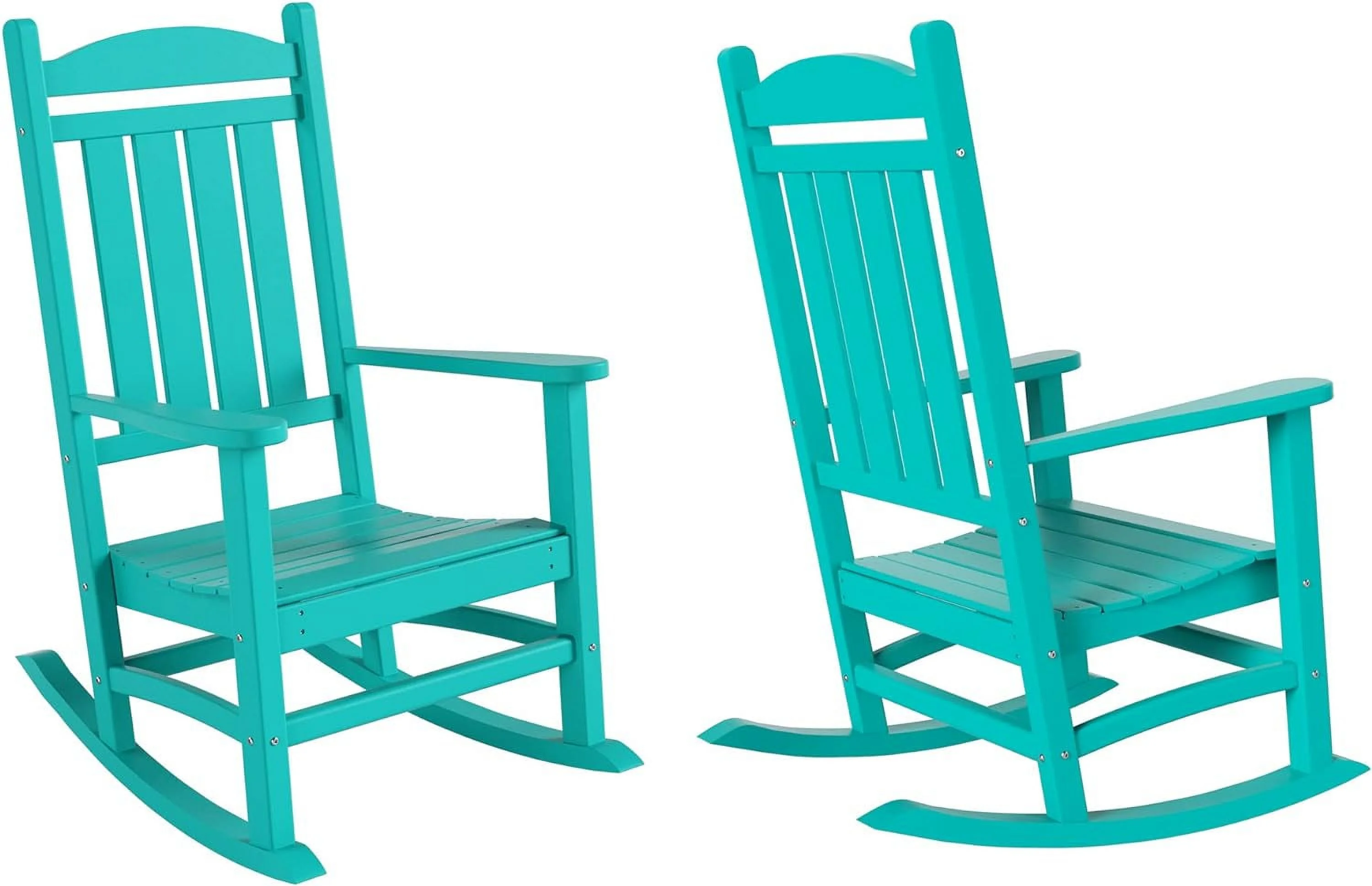 Home Furniture Patio Rocking Chairs 2 PCS HDPE Adirondack  Rocker For Lawn Garden Porch Backyard (Turquoise)