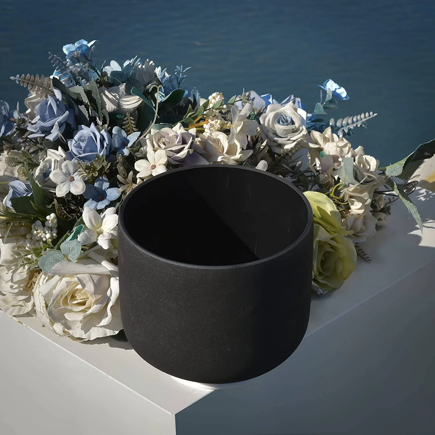 TOPFUND Black C Note 8 inch Crystal Singing Bowl Root Chakra with Heavy Duty Carrying Case and Suede Stick