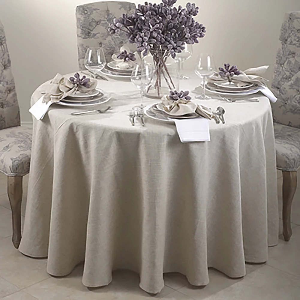 Natural Beige, Classic Tuscany Design 90 Inch Round Tablecloth
