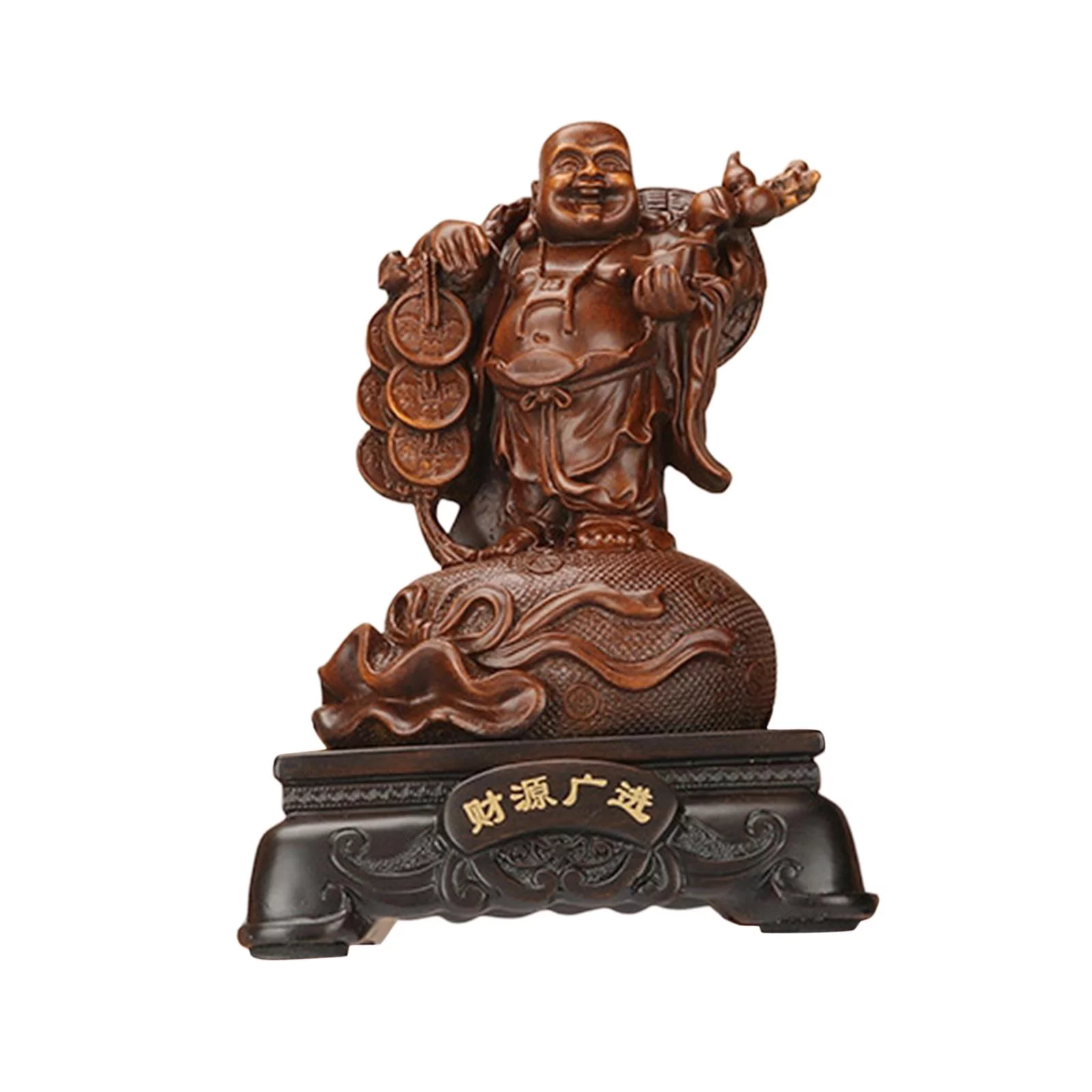 Buddha Sculpture, Laughing Buddha Figurine Artwork Ornament Feng Shui Chinese Buddha Statue, Sitting Buddha Statue for Garden Outdoor Car Home Style D