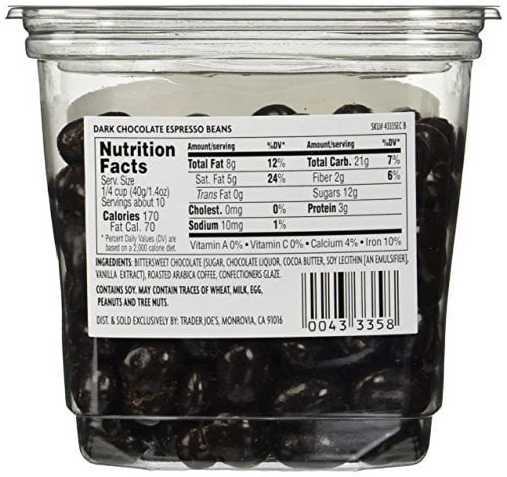 Trader Joe's Dark Chocolate Covered Espresso Beans 14 oz.