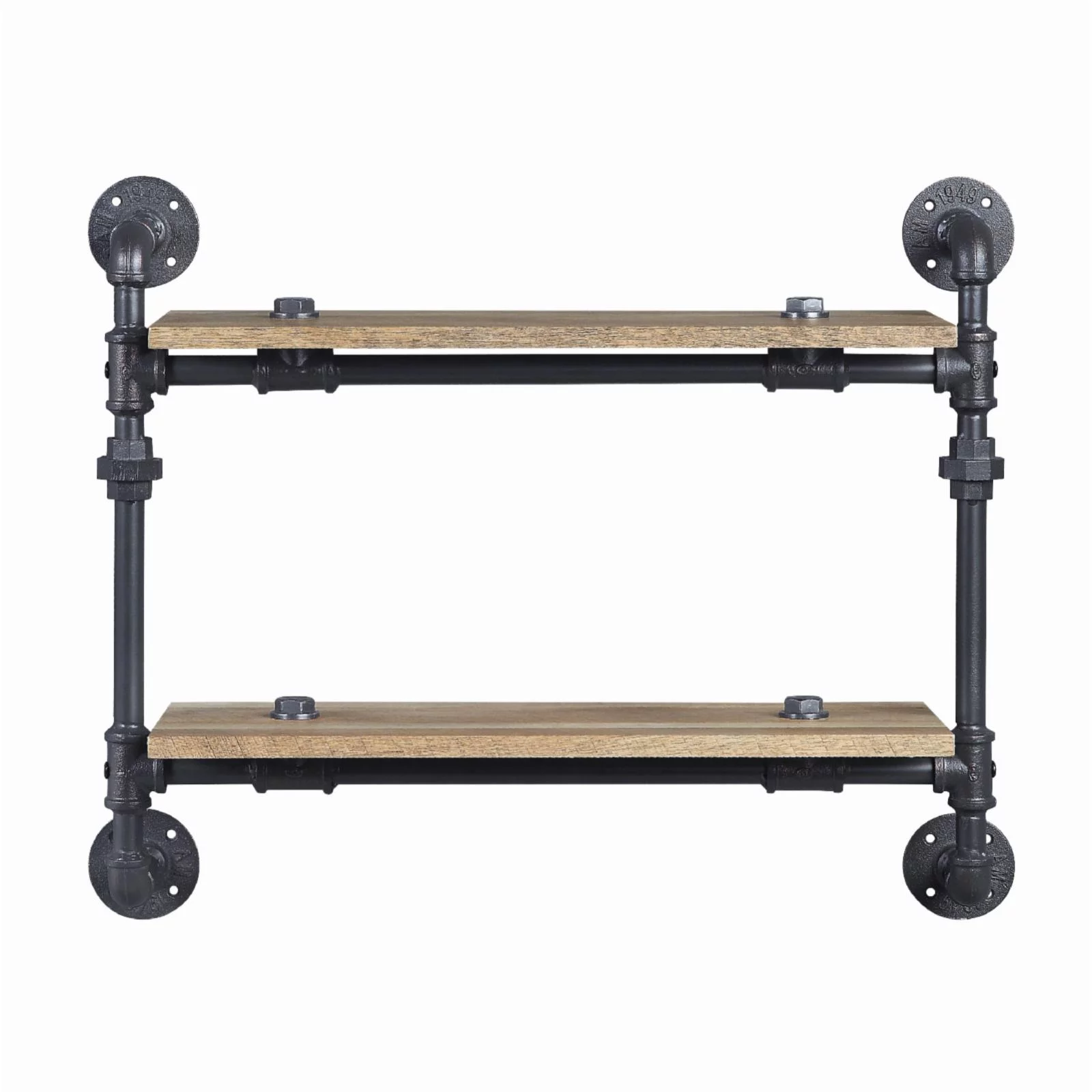 ACME Brantley Wall Rack with 2 Wooden Shelves in Oak and Sandy Black