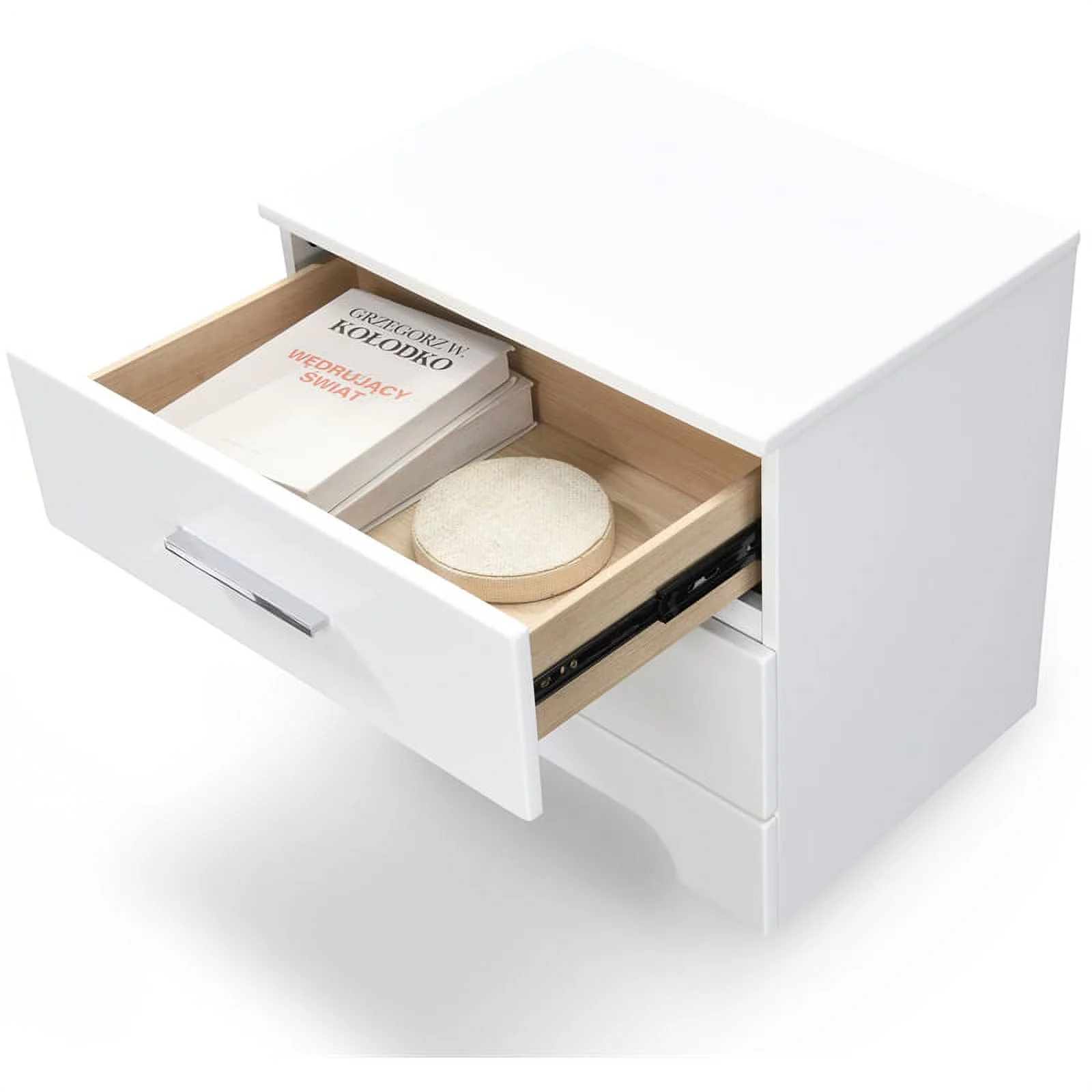 Home Square 2 Drawer Wood Nightstand in White Finish - Set of 2