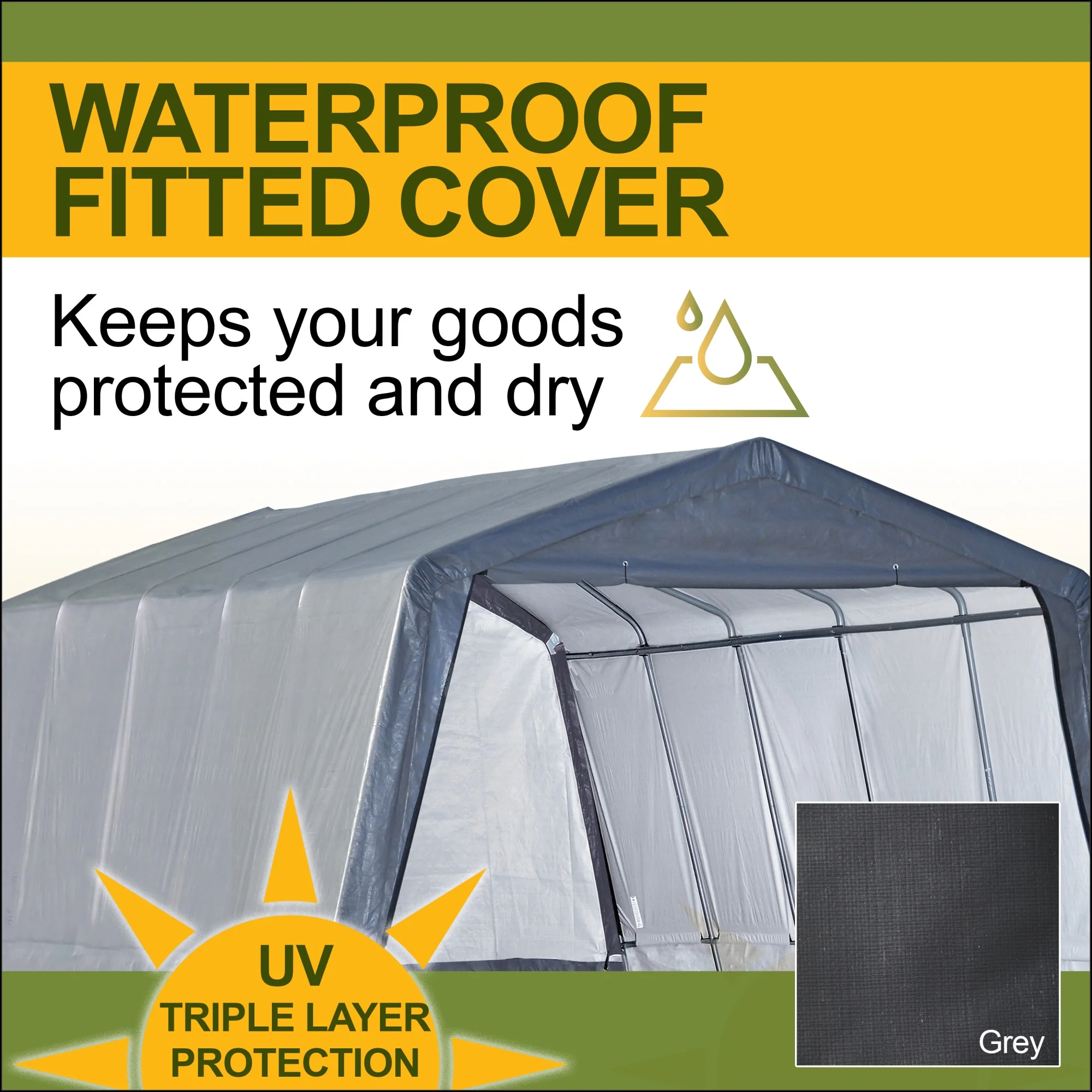 Heavy Duty 12 x 20 ft All-Season Carport Canopy and Portable Garage Shelter with Steel Frame and Waterproof UV Cover and Zippered Roll-Up Doors for Cars, Trucks, and SUVs Grey
