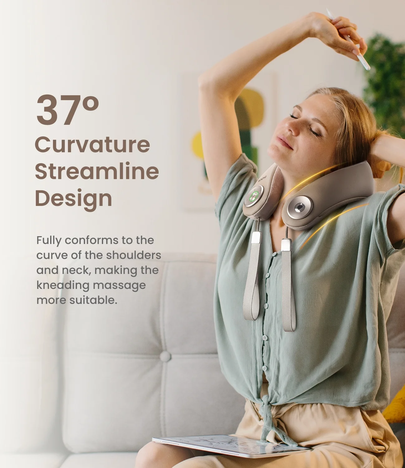 Renpho Shiatsu Cordless Neck and Shoulder Massager with Heat, Rechargeable & Hands-free Design for Mom Dad