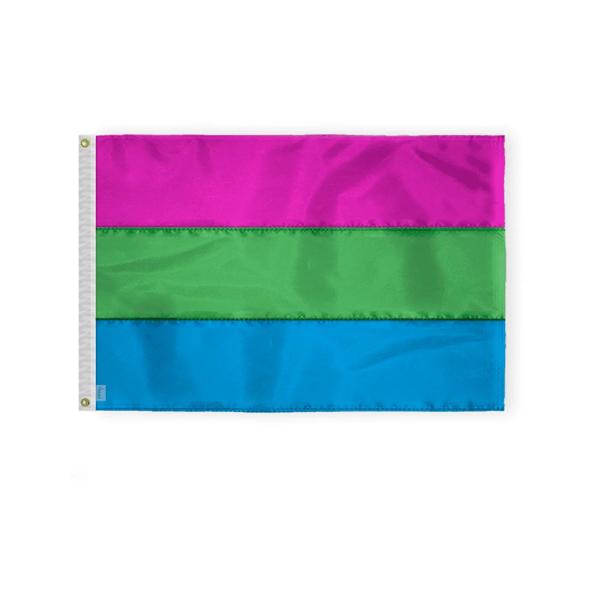 AGAS Polysexual Embroidered Pride Flag 4x6 Ft - Sewn 200D Nylon - Showcase Your Pride with Vibrant Colors - Deluxe Polysexual Pride Flag - Brass Grommets Canvas Header - Quadruple Stitched Fly End