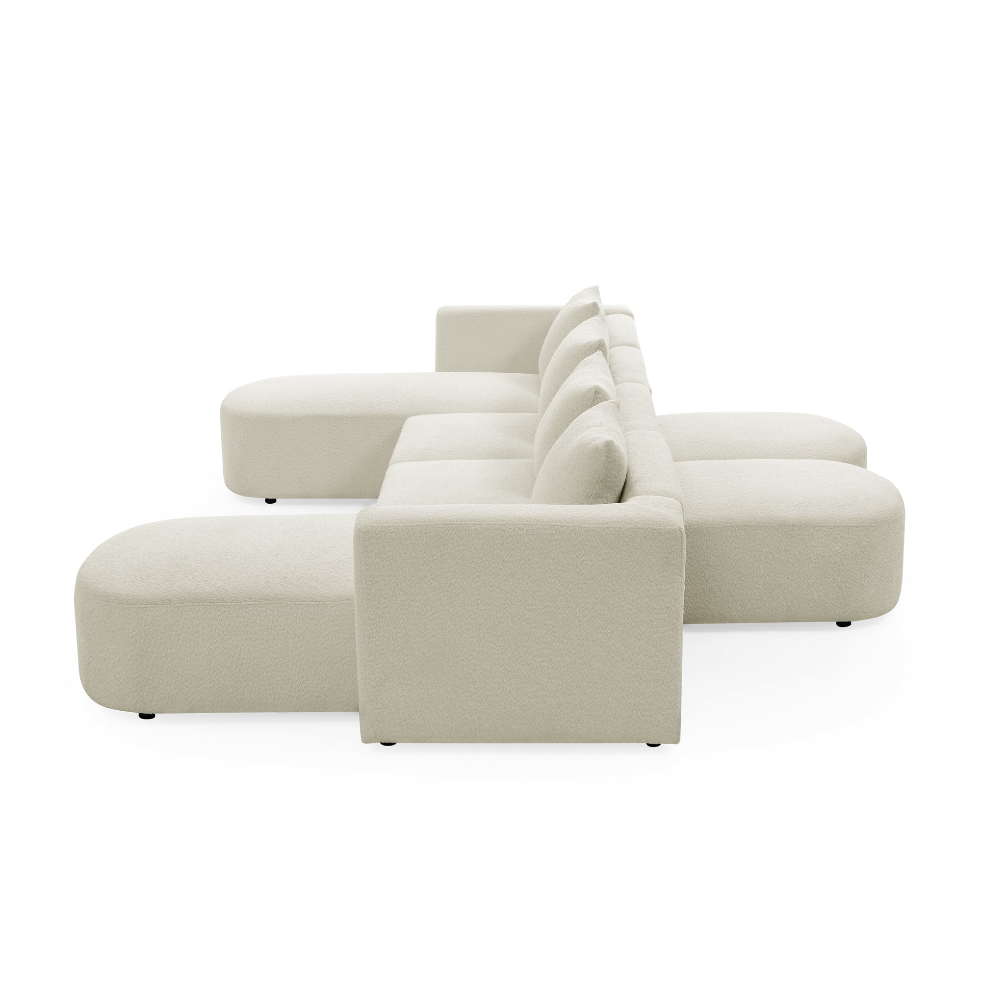 Homiyad U Shape Sectional Sofa Including Two Single Seat, Two Chaises and Two Ottomans, Modular Sofa, Diy Combination, Loop Yarn Fabric, Beige