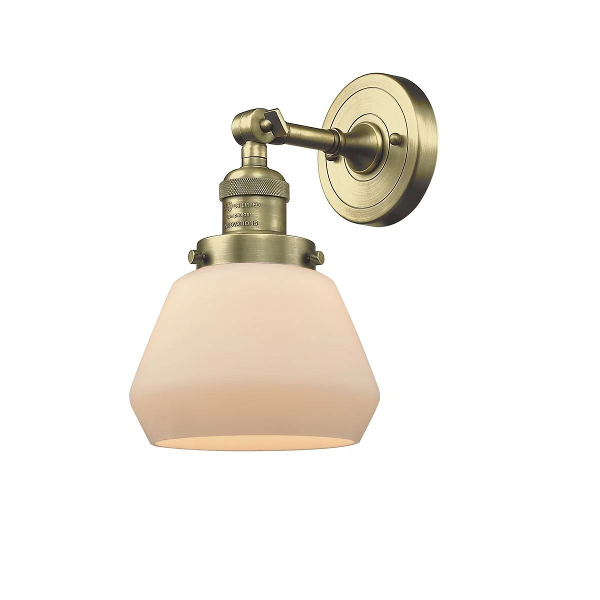 Innovations 203-AB-G171-LED Fulton 1 Light Sconce part of the Franklin Restoration Collection, Antique Brass