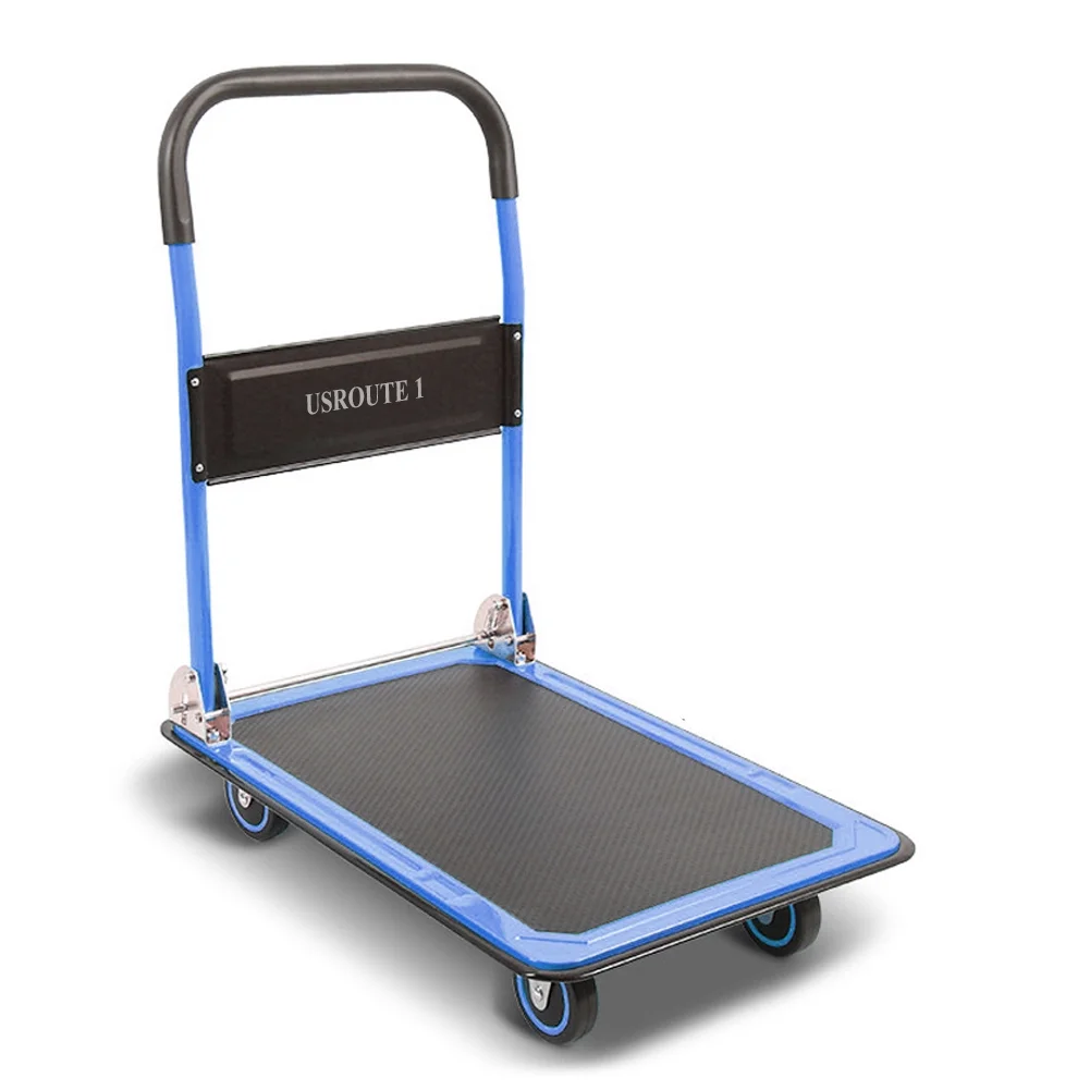 USROUTE 1 Cart, Flatform Cart 300 lb Capacity 4 Wheel Folding Cart