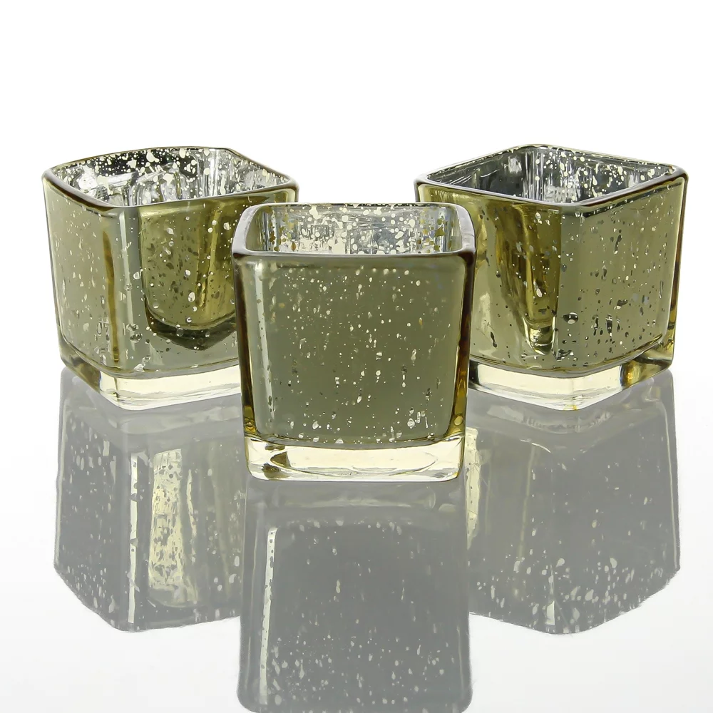 Richland Metallic Gold Mercury Square Votive Holder Set of 12