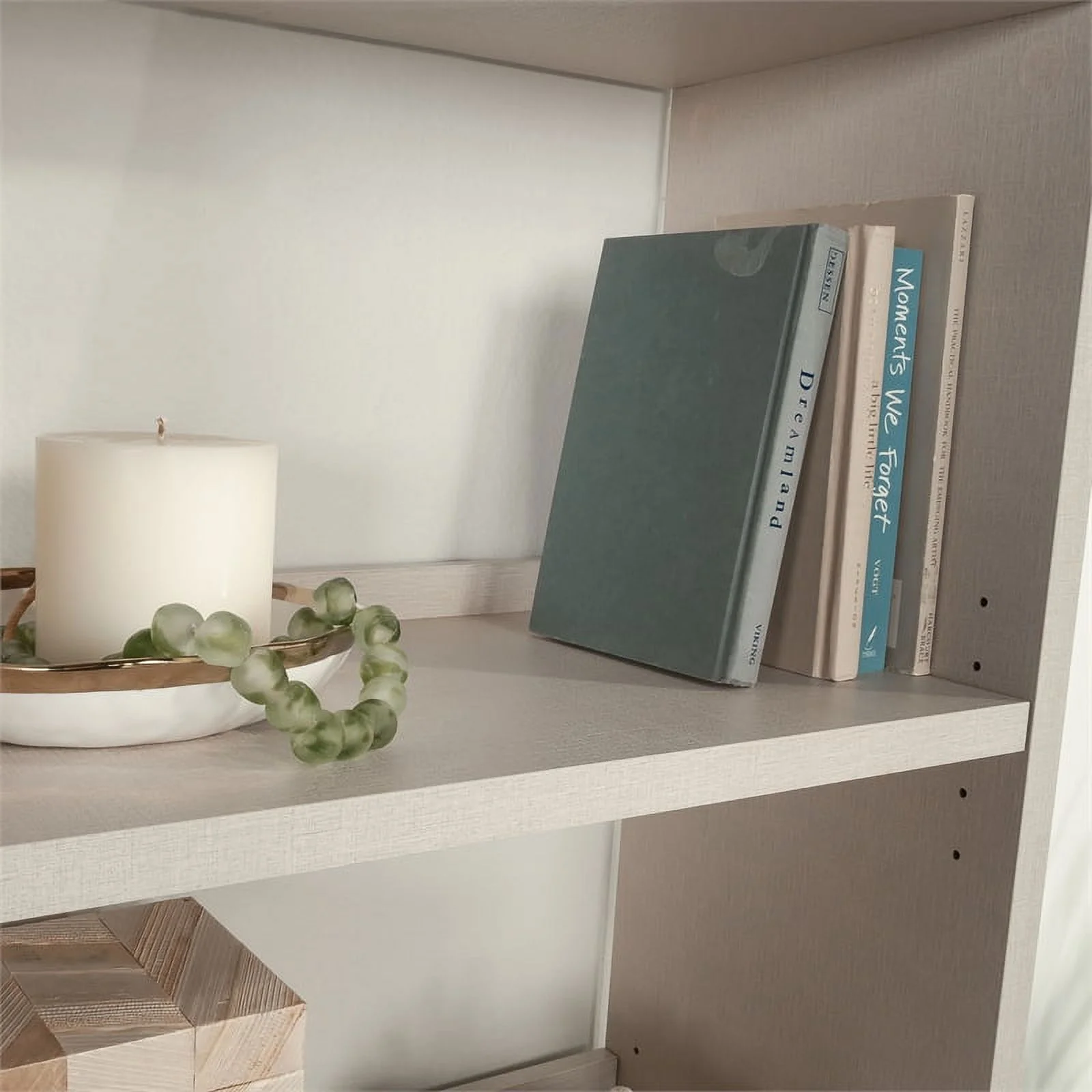 Pemberly Row Engineered Wood Bookcase in Dove Linen / Off White Finish