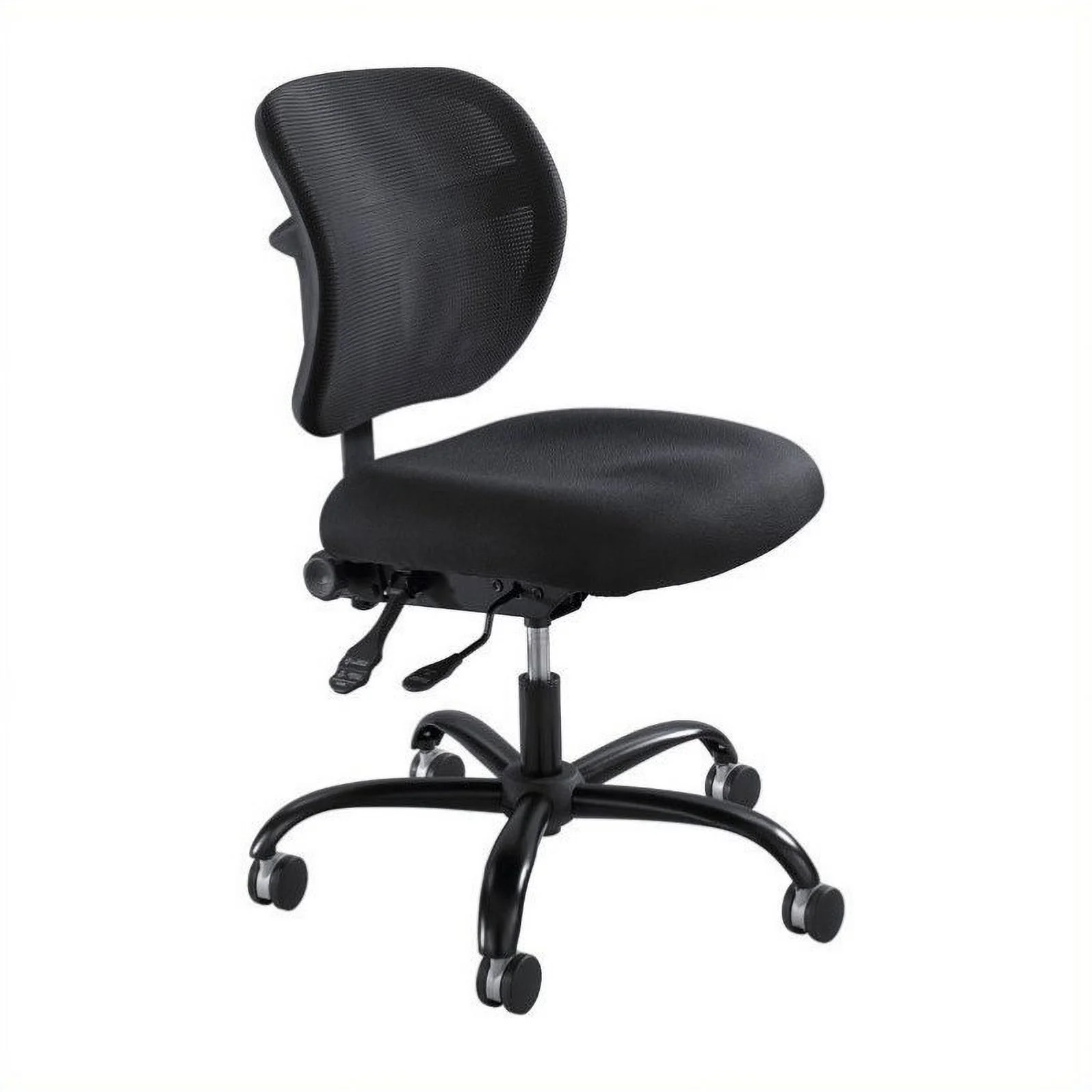 Safco 1 Mesh Big and Tall Office Chair with Alday Arm Set in Black