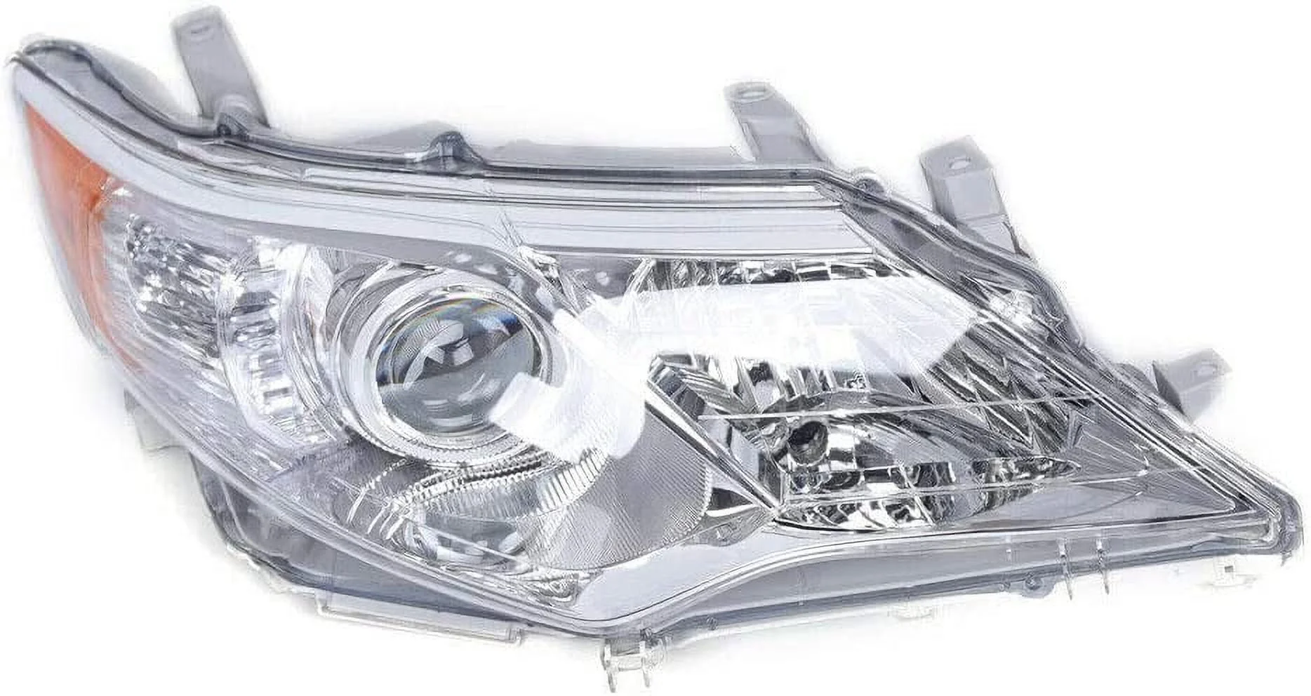 DENEST For 2012-2014 Camry Halogen Projector Chrome Housing Headlight Headlamp Assembly Passenger Right Side Clear Lens