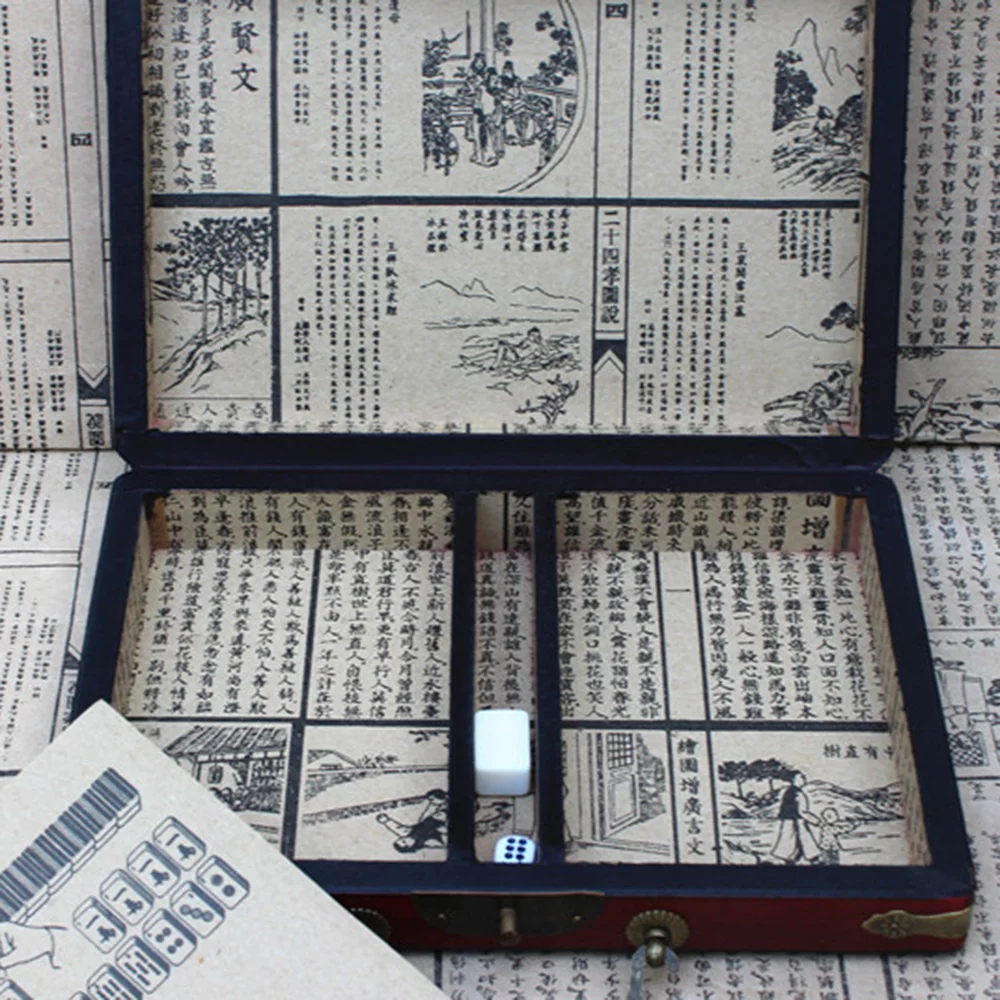 Dazzduo Chinese Numbered Mahjong Set 144 Tiles Mah-Jong Set Portable Chinese Toy with Box
