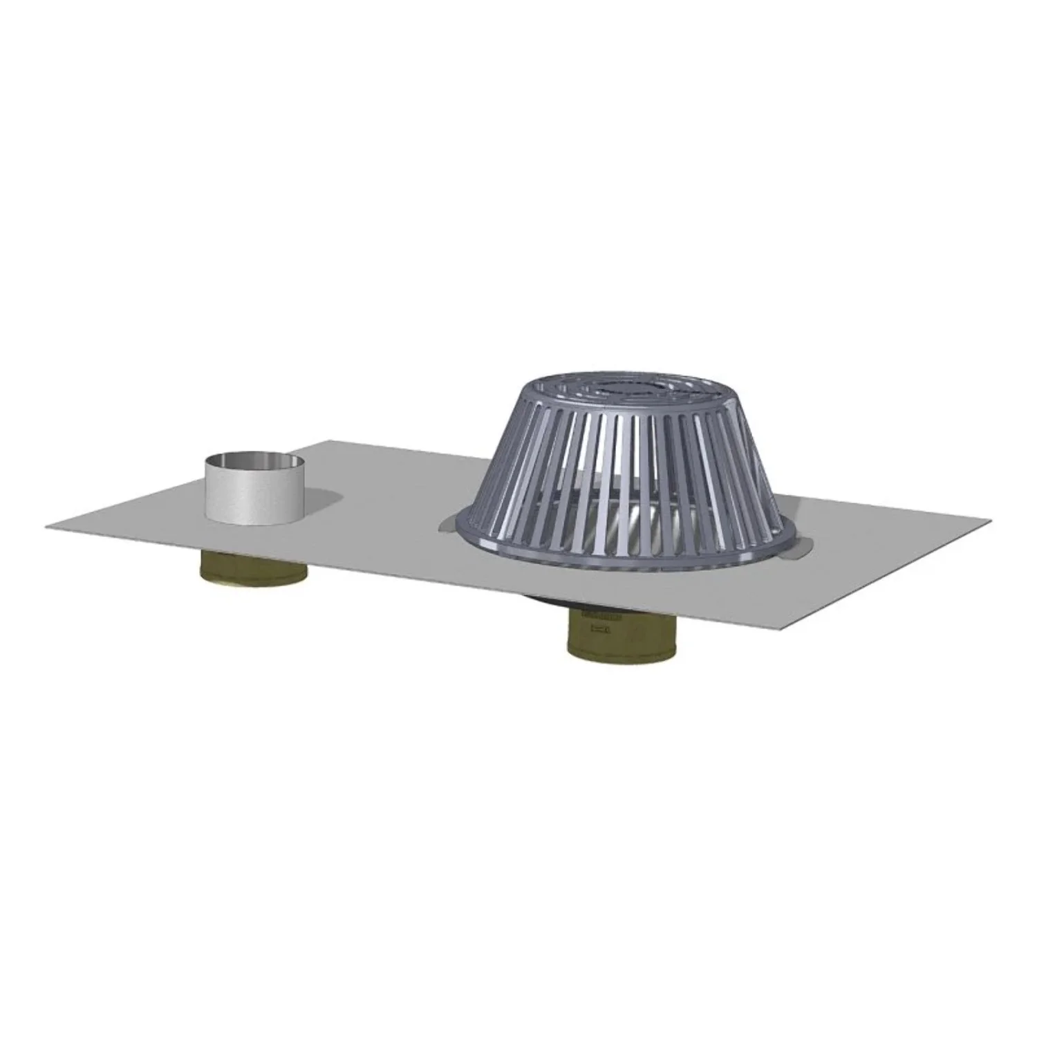 TPO Clad Stainless Steel Bottom Outlet Roof Drain with Overflow Fitting Size: 2