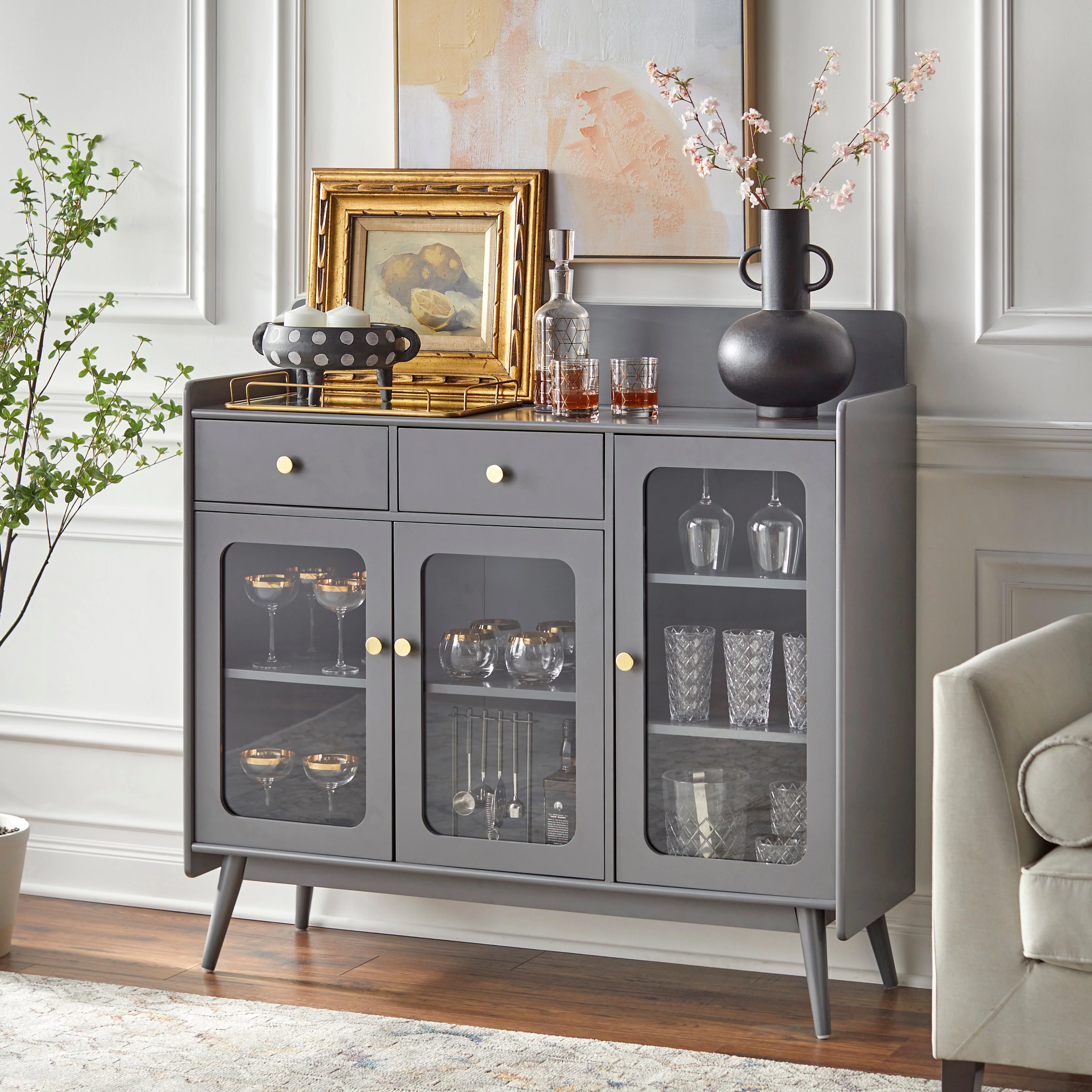Simple Living  Hudson Mid-Century Sideboard White