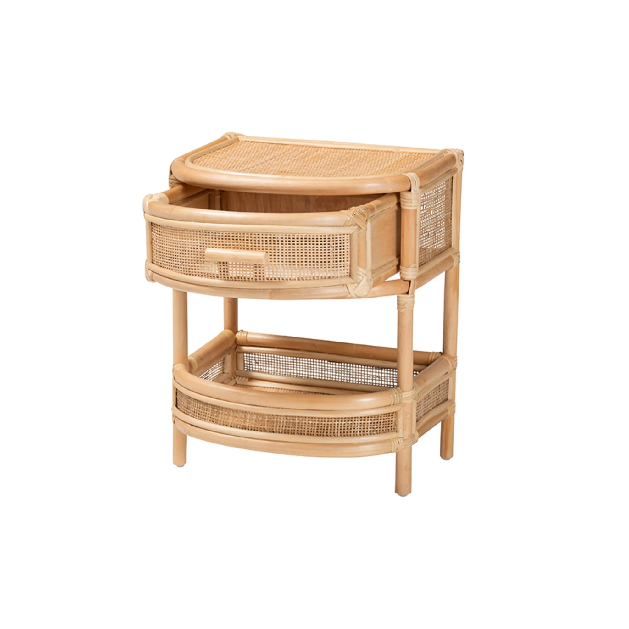 bali & pari Divitia Bohemian Natural Rattan 1-Drawer Nightstand