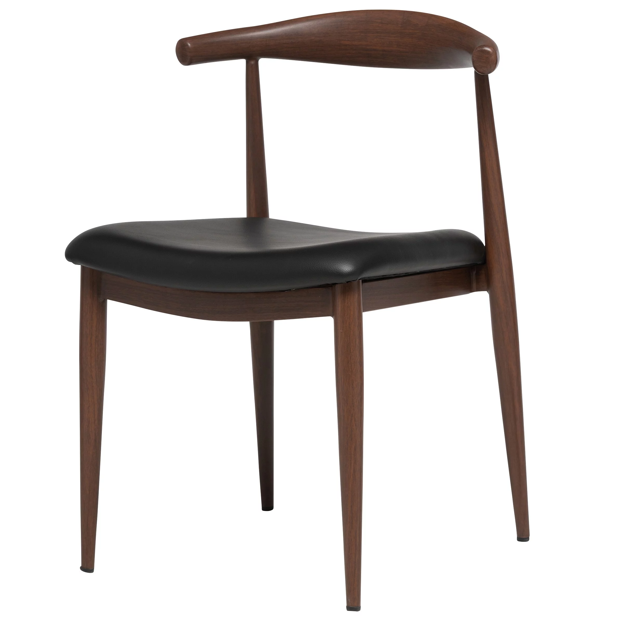 Elite Living Hans Leather Upholstered Stackable Dining Chair Dark Walnut