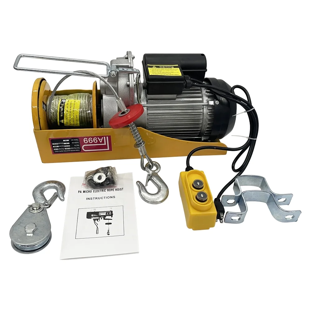 INTSUPERMAI Electric Capstan Winches 2000lbs Lift Hoist Crane Garage Ceiling Pully Winch 220V