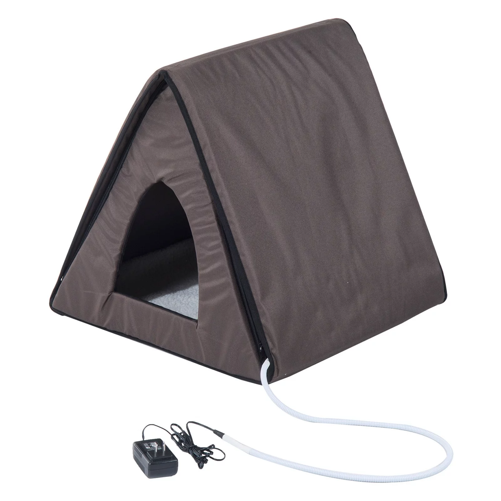PawHut, A-Frame, Outdoor Heated Cat House, Brown, 20-in