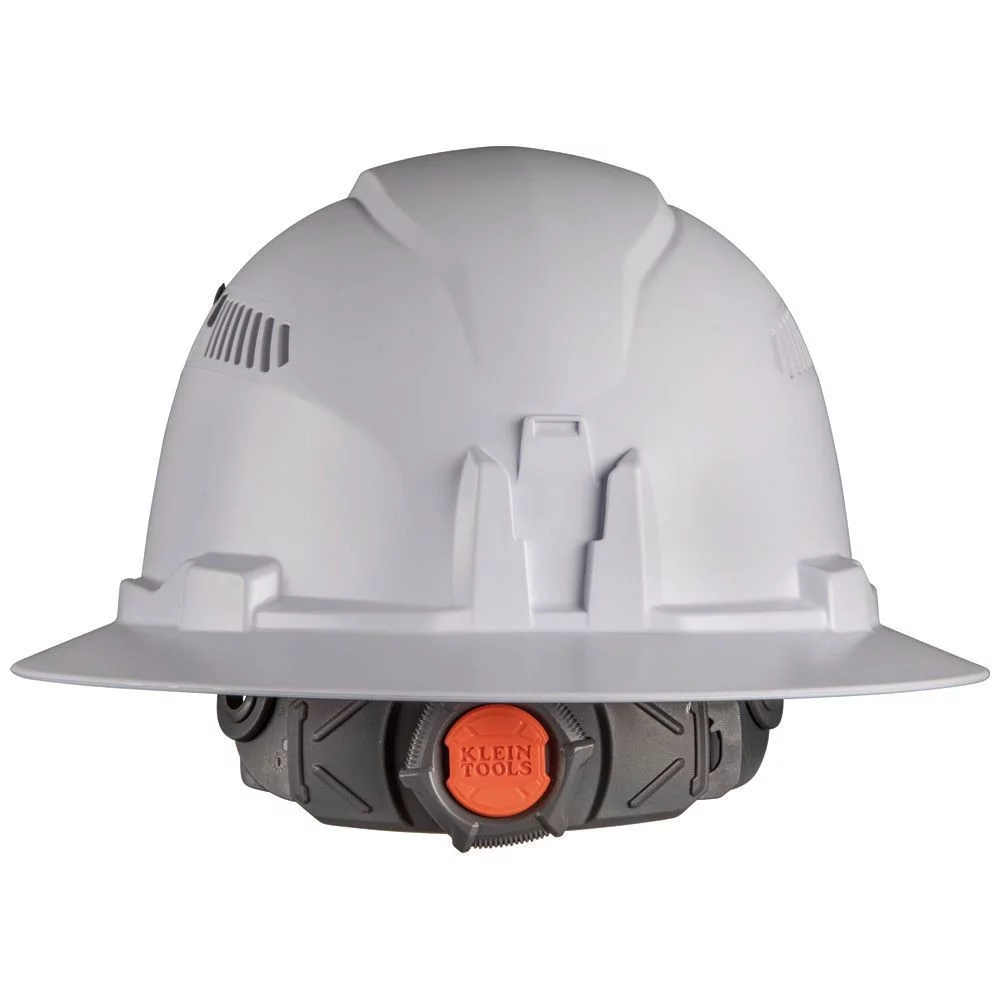 Klein Tools 60407RL Vented Full Brim Hard Hat with Rechargeable Headlamp - White