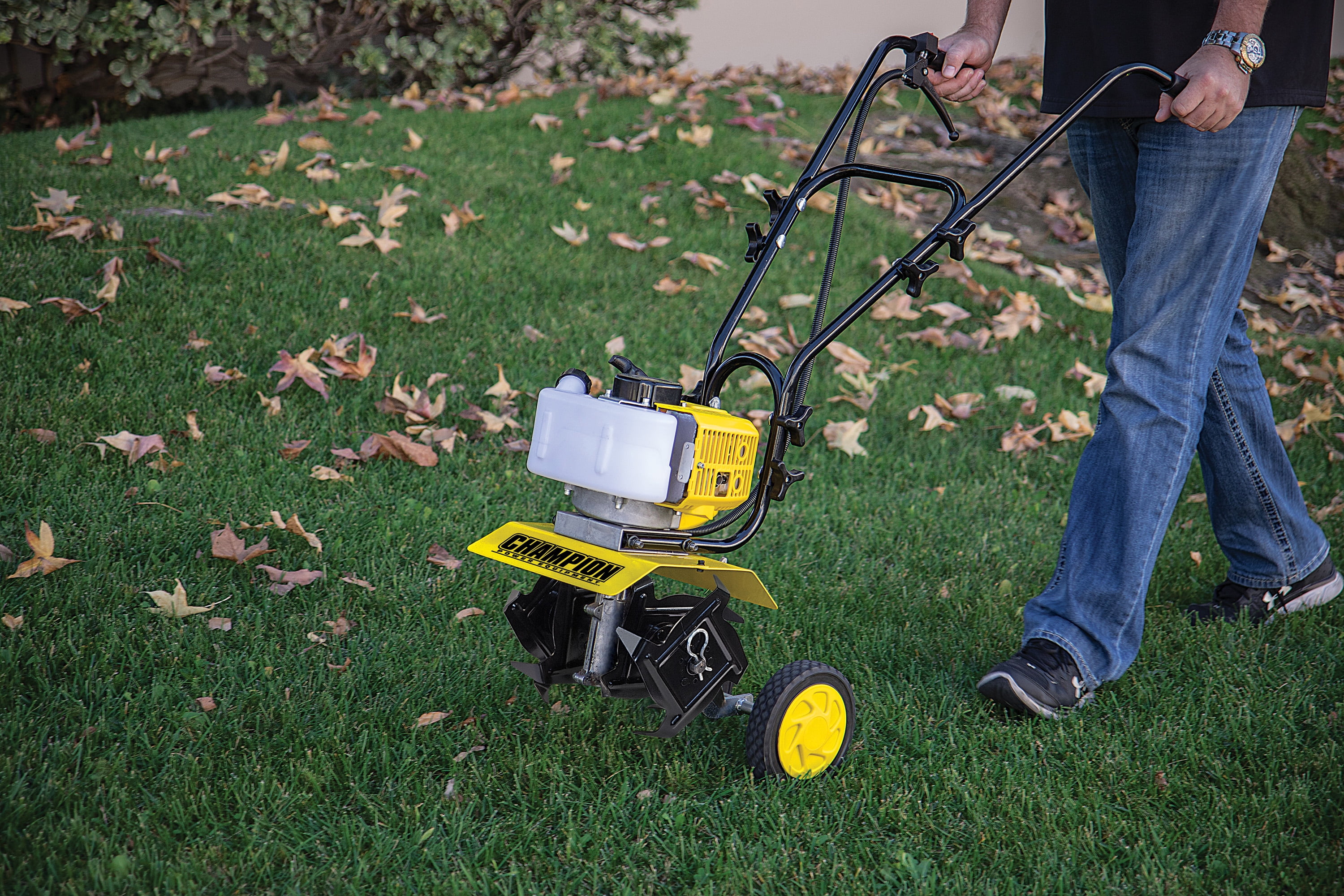 Champion Power Equipment 43cc 2-Stroke Portable Gas Garden Tiller Cultivator with Adjustable Depth