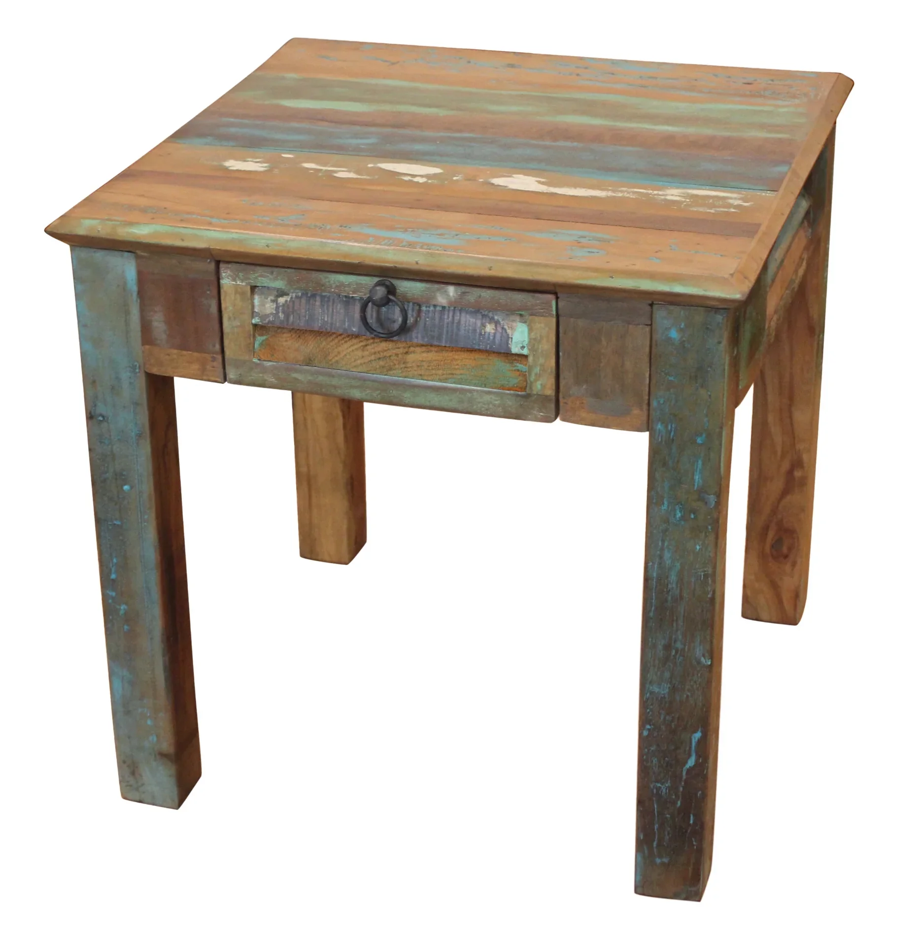 HomeRoots 488543 24 in. Solid Wood Square End Table with Drawer, Brown