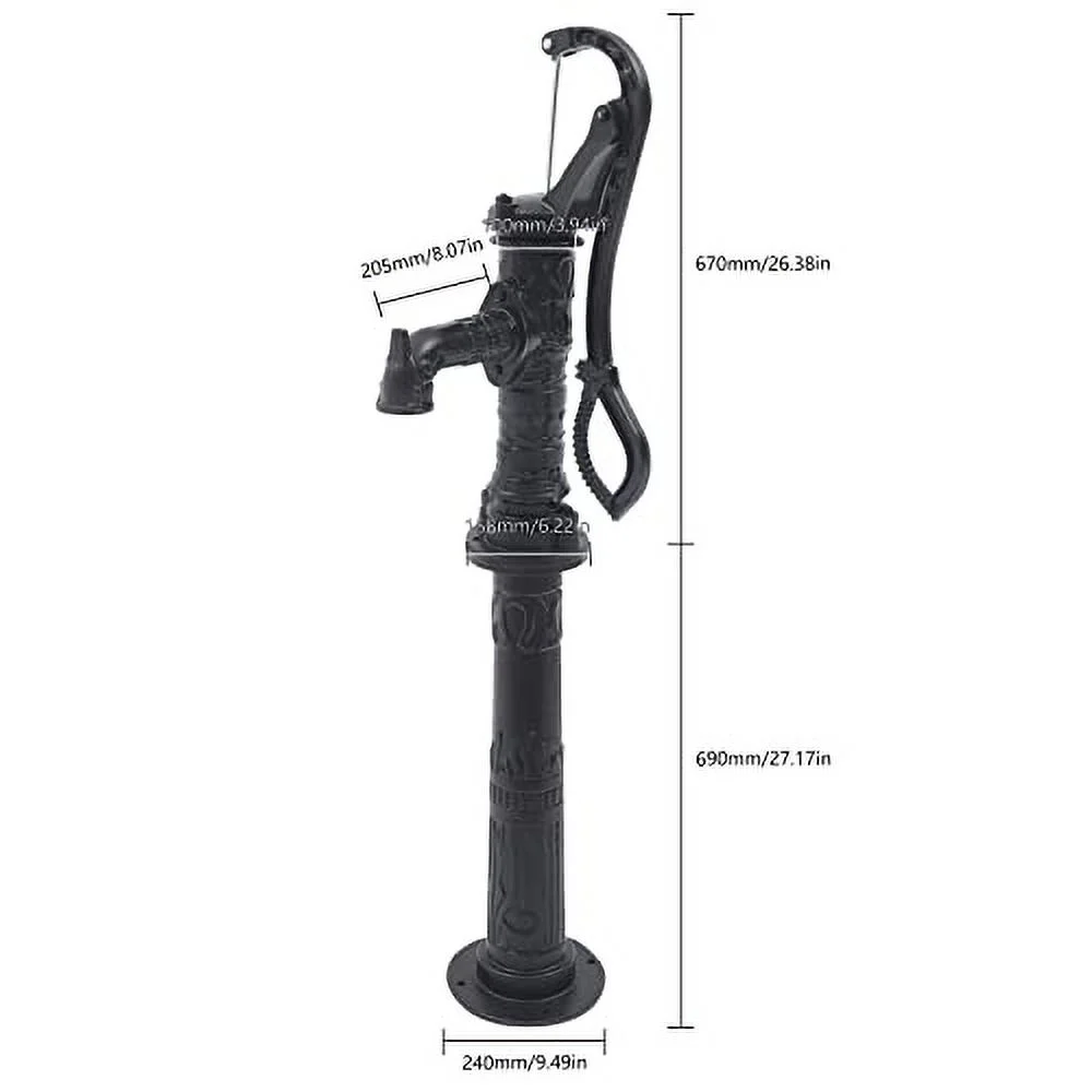 Cbhfmljd Pitcher Pump and Base, Hand Water Pump Pitcher Pump Cast Iron Press Suction Outdoor Backyards Ponds For Yard Garden Pond Hand Well Pump Manual Well Pump