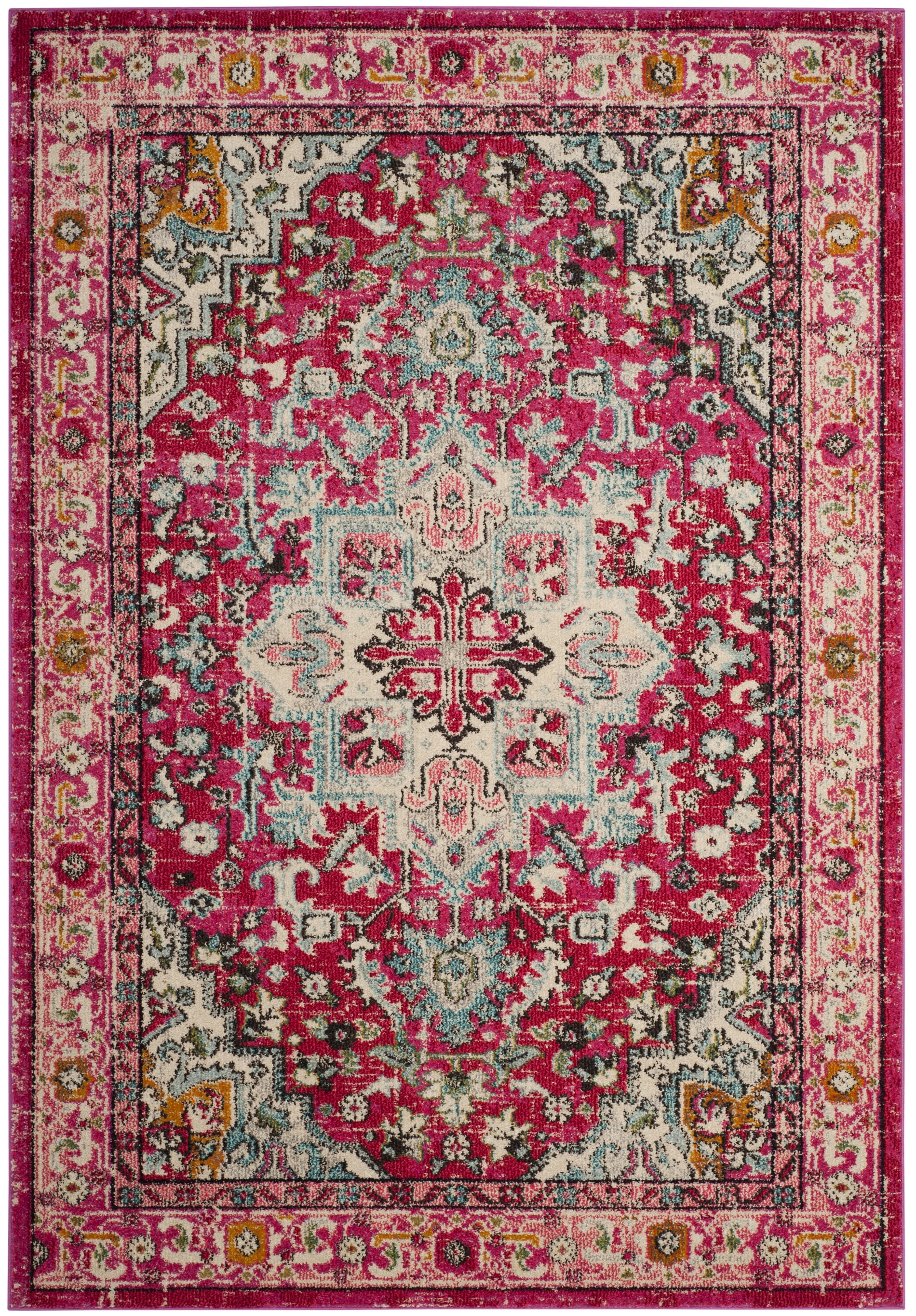 SAFAVIEH Monaco Axel Transitional Area Rug, Fuchsia/Light Blue, 5'1